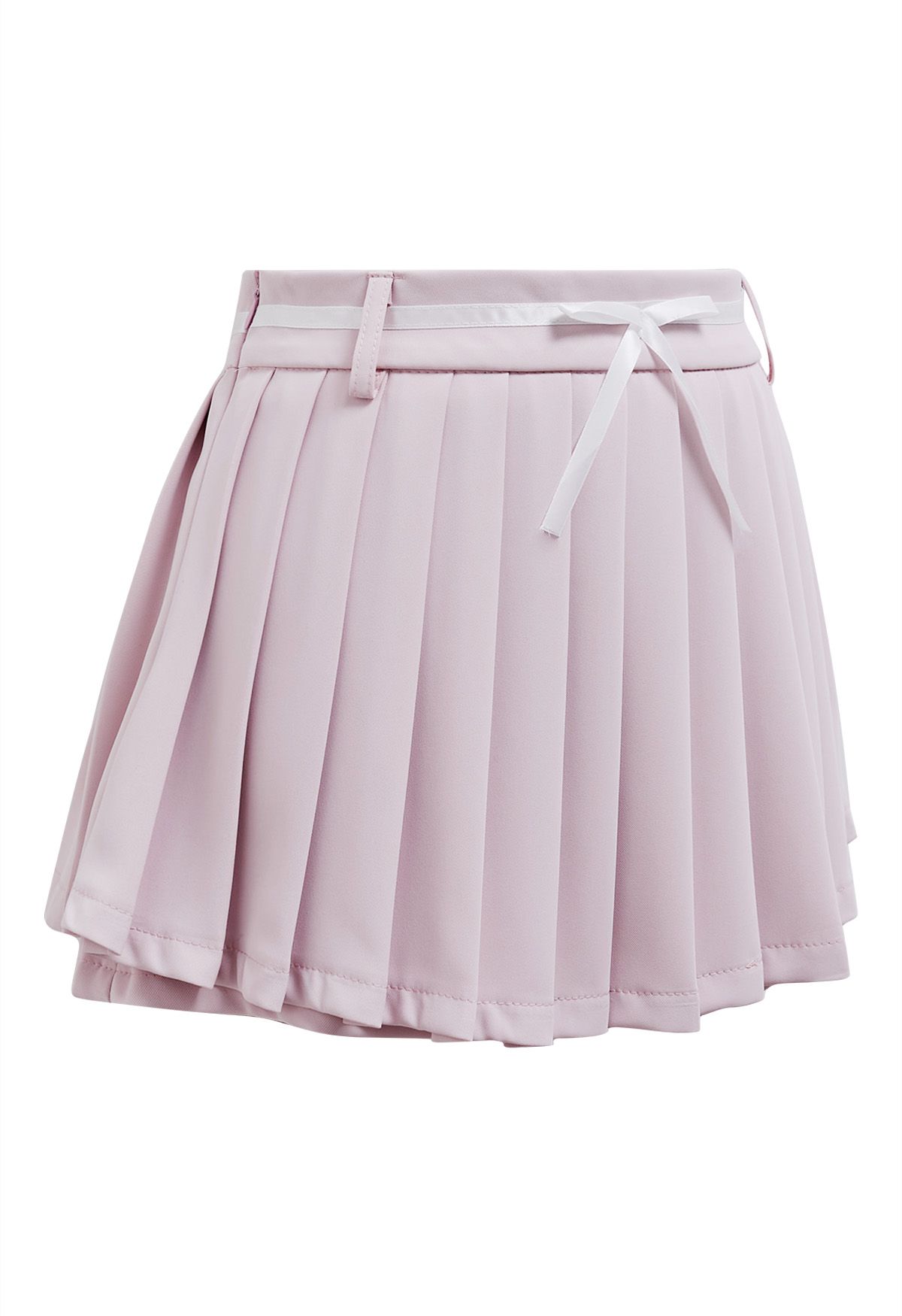 Plissierter Mini-Skort mit Schleife in Hellrosa