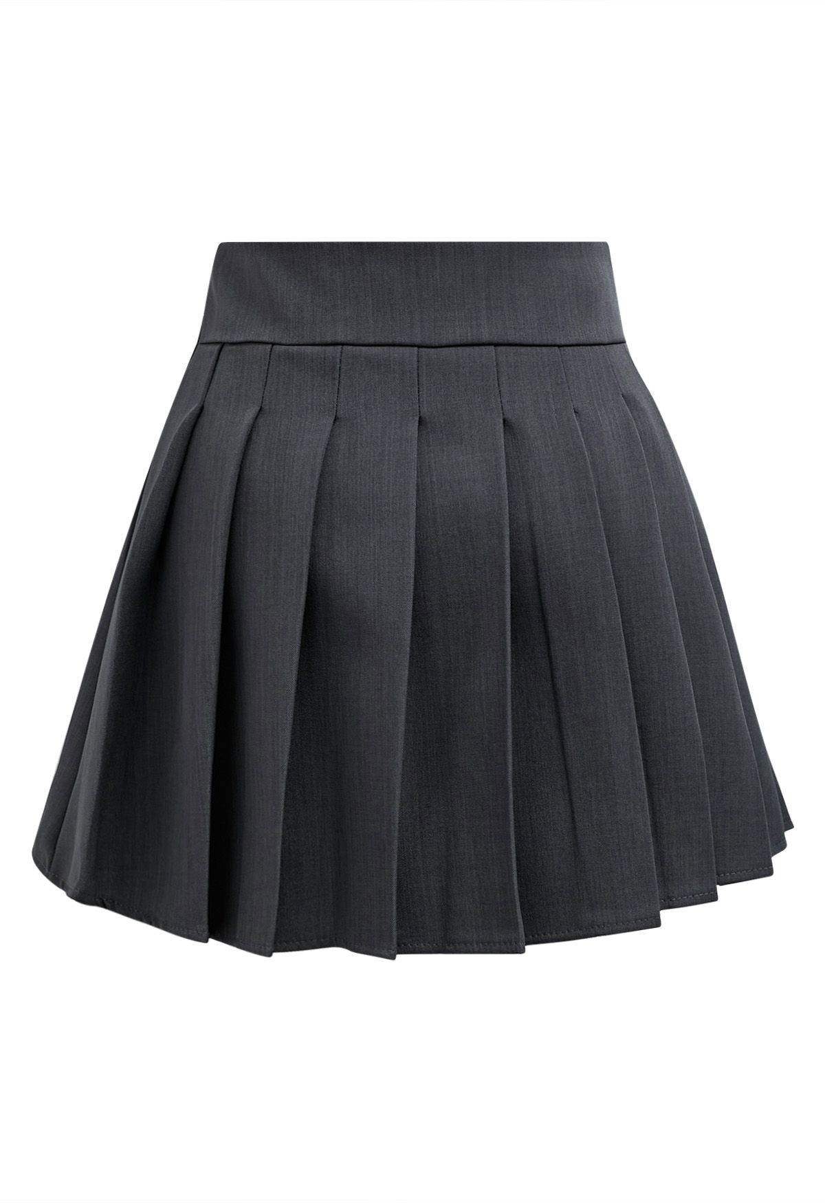 Zweireihiger, plissierter Preppy-Mini-Skort in Rauch