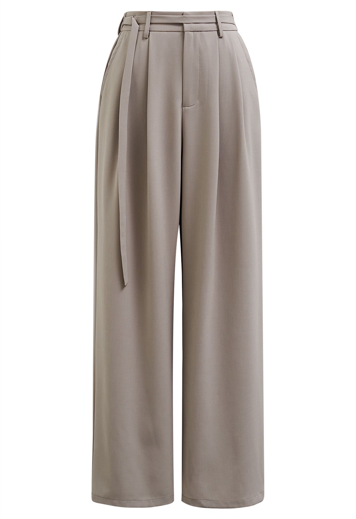 Plissierte Palazzo-Hose mit Gürtel in der Taille in Khaki