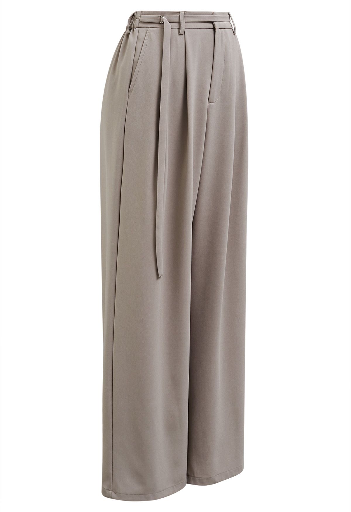 Plissierte Palazzo-Hose mit Gürtel in der Taille in Khaki