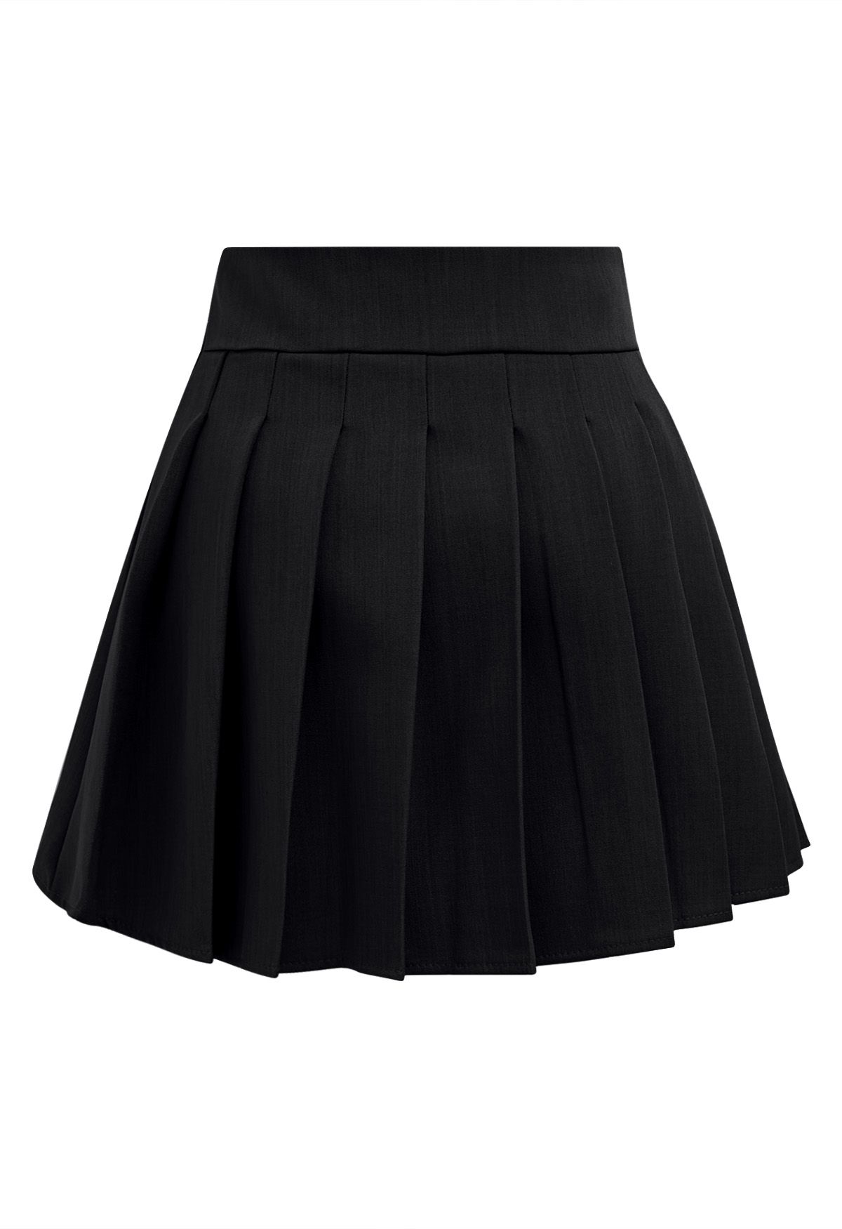 Zweireihiger, plissierter Preppy-Mini-Skort in Schwarz