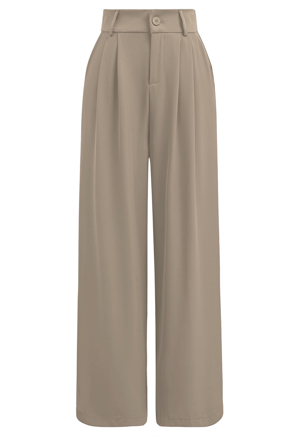 Gerade geschnittene Hose mit hoher Taille in Khaki