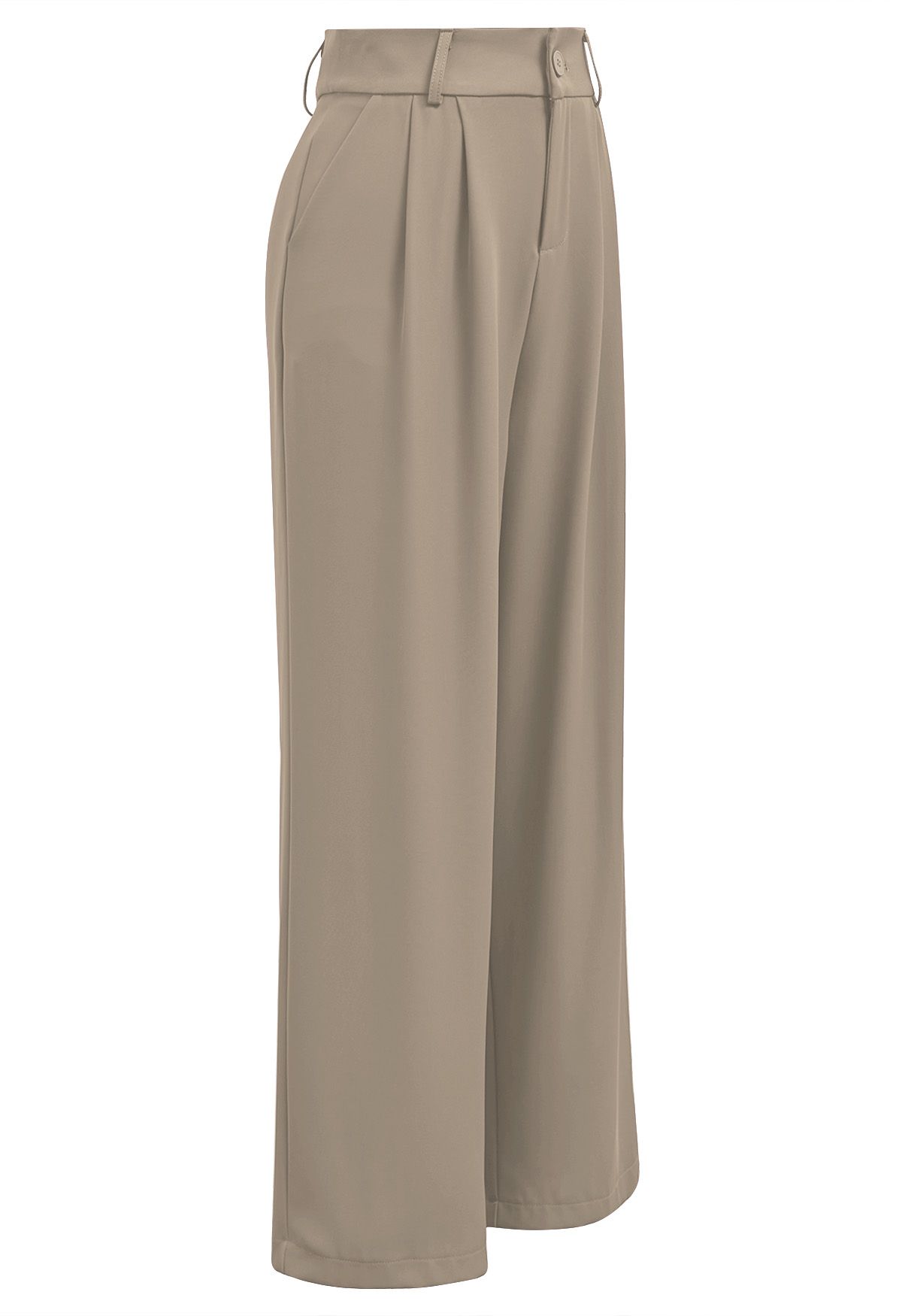 Gerade geschnittene Hose mit hoher Taille in Khaki