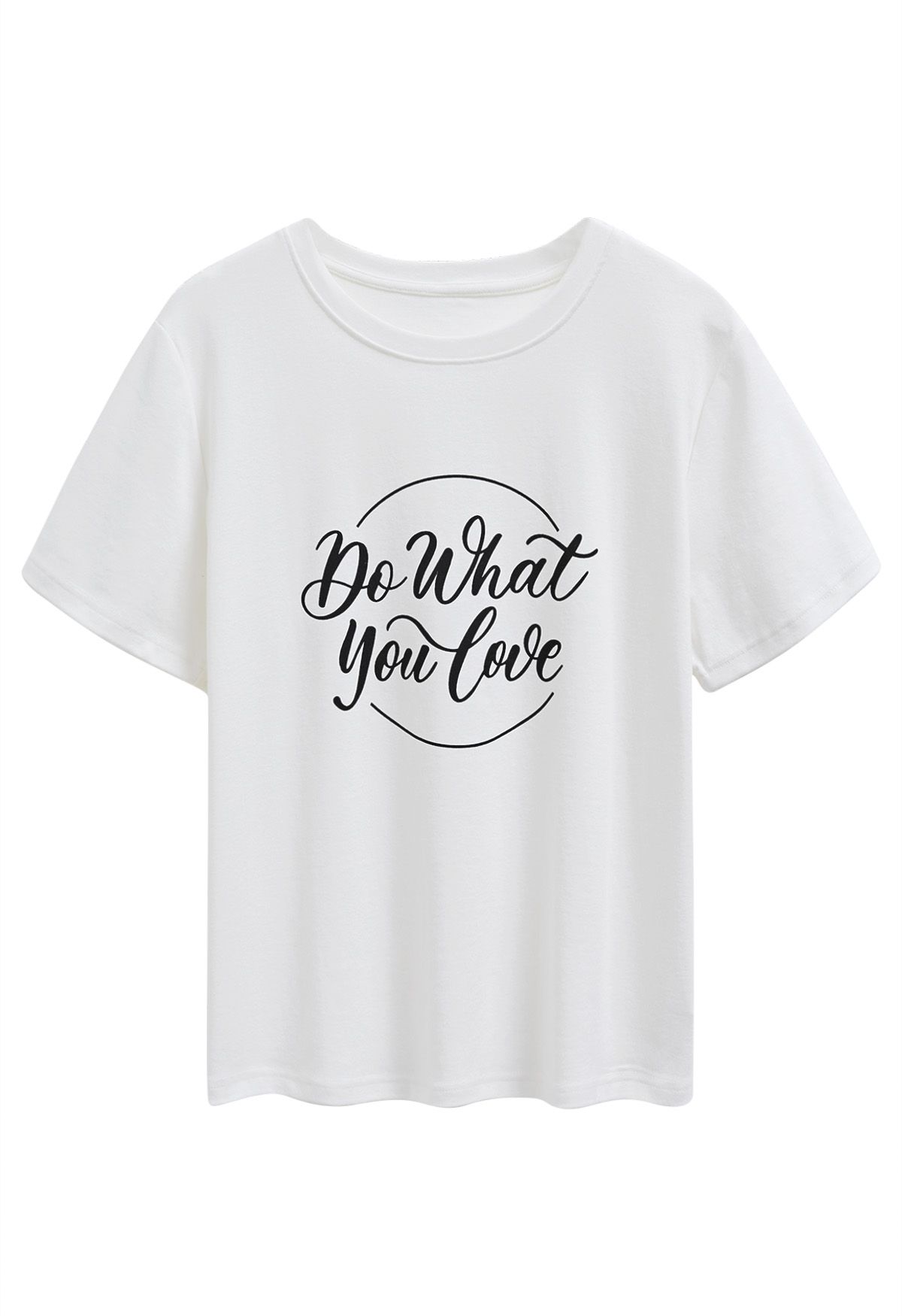 „Do What You Love“-T-Shirt mit Rundhalsausschnitt in Weiß