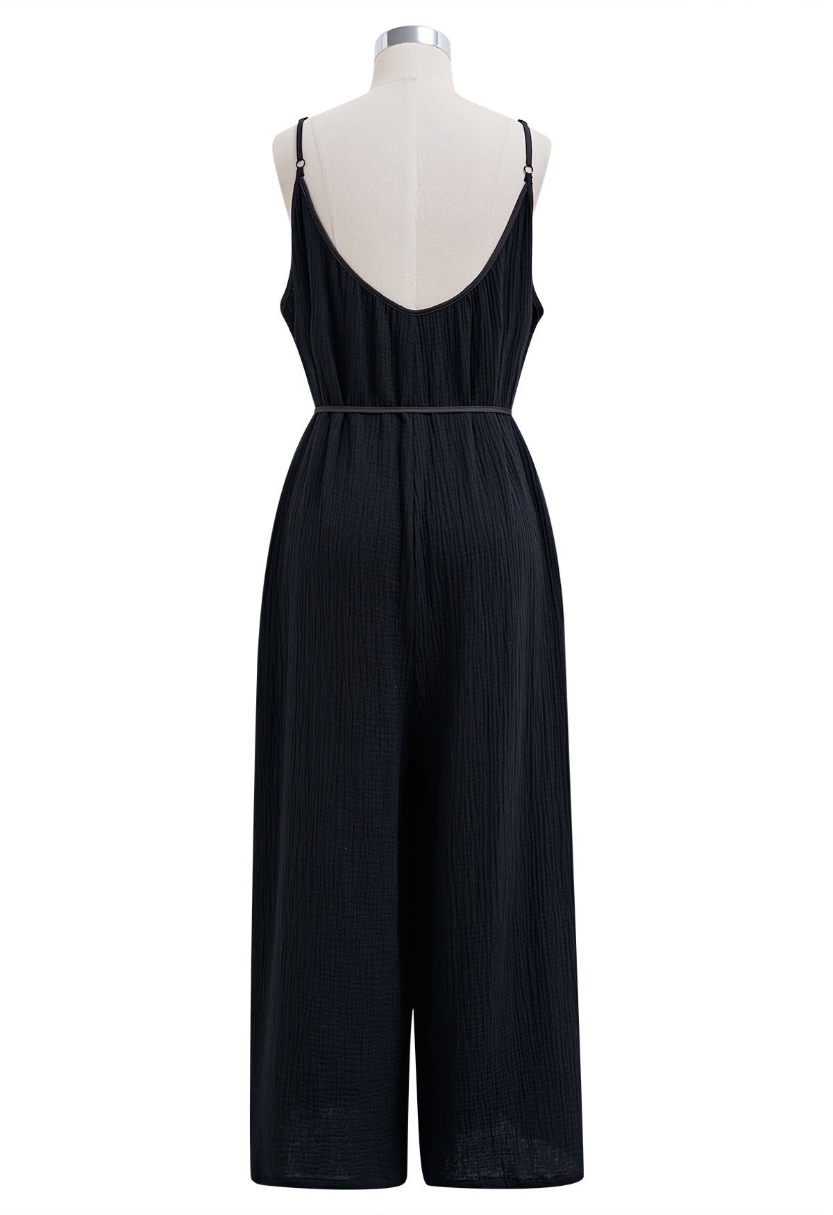 Strukturierter, glamouröser Camisole-Jumpsuit mit weitem Bein