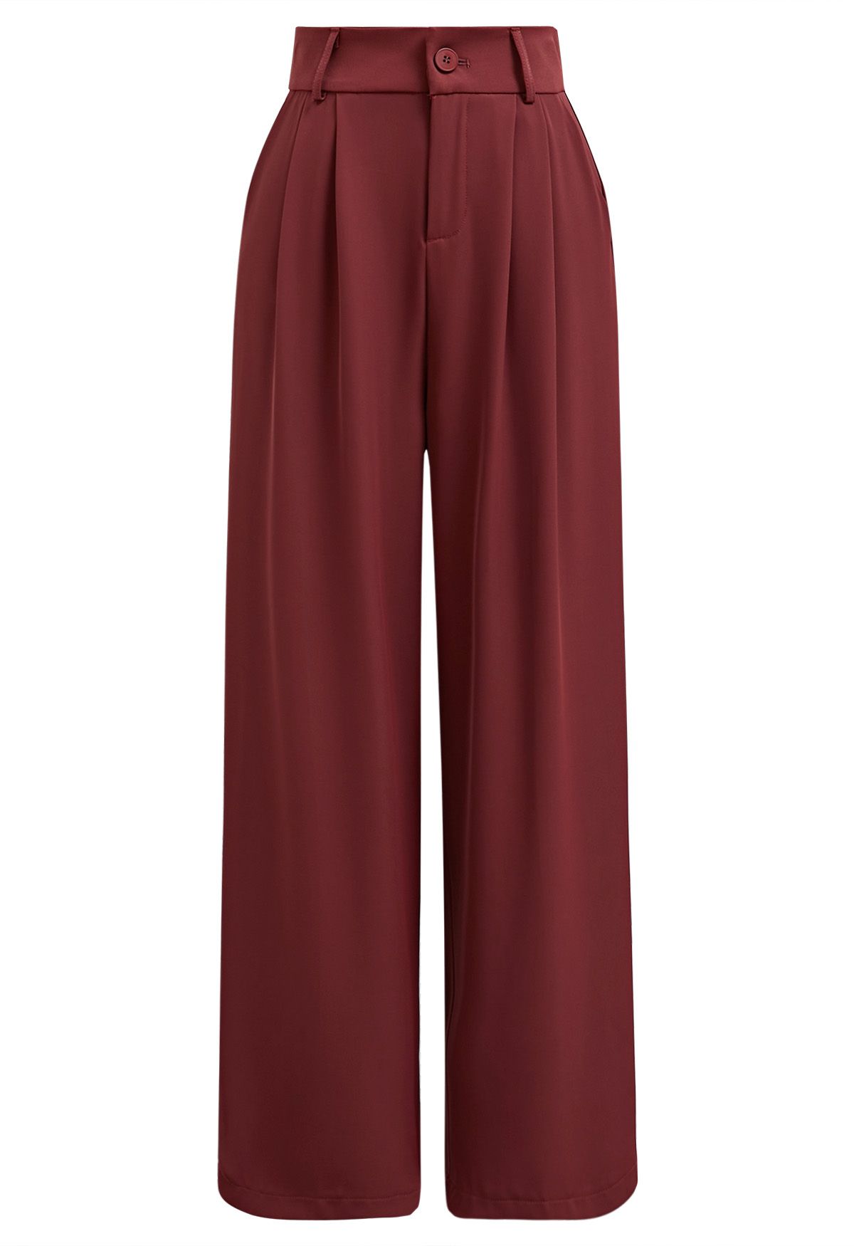 Hoch taillierte Hose mit geradem Bein in Rot