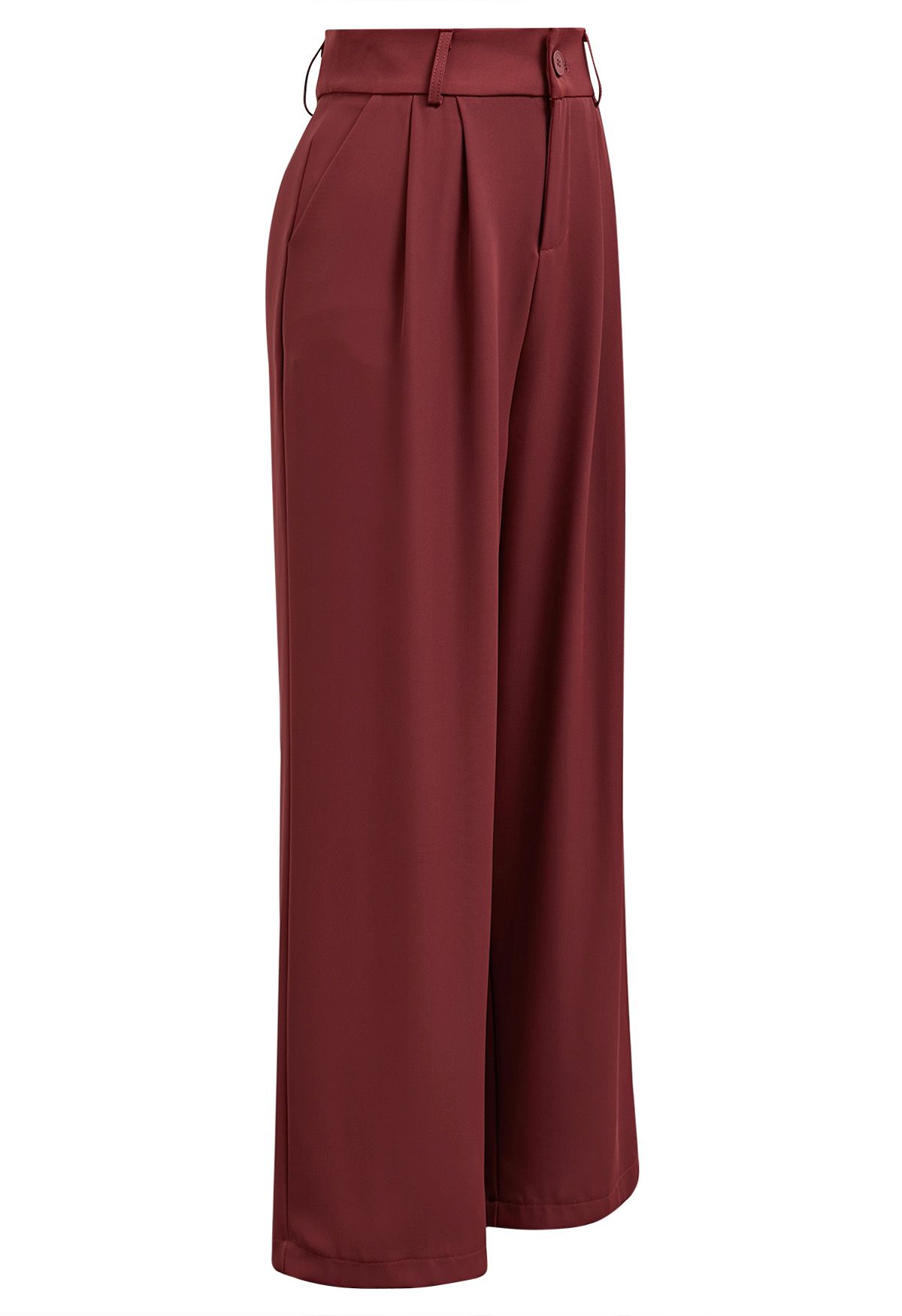 Hoch taillierte Hose mit geradem Bein in Rot