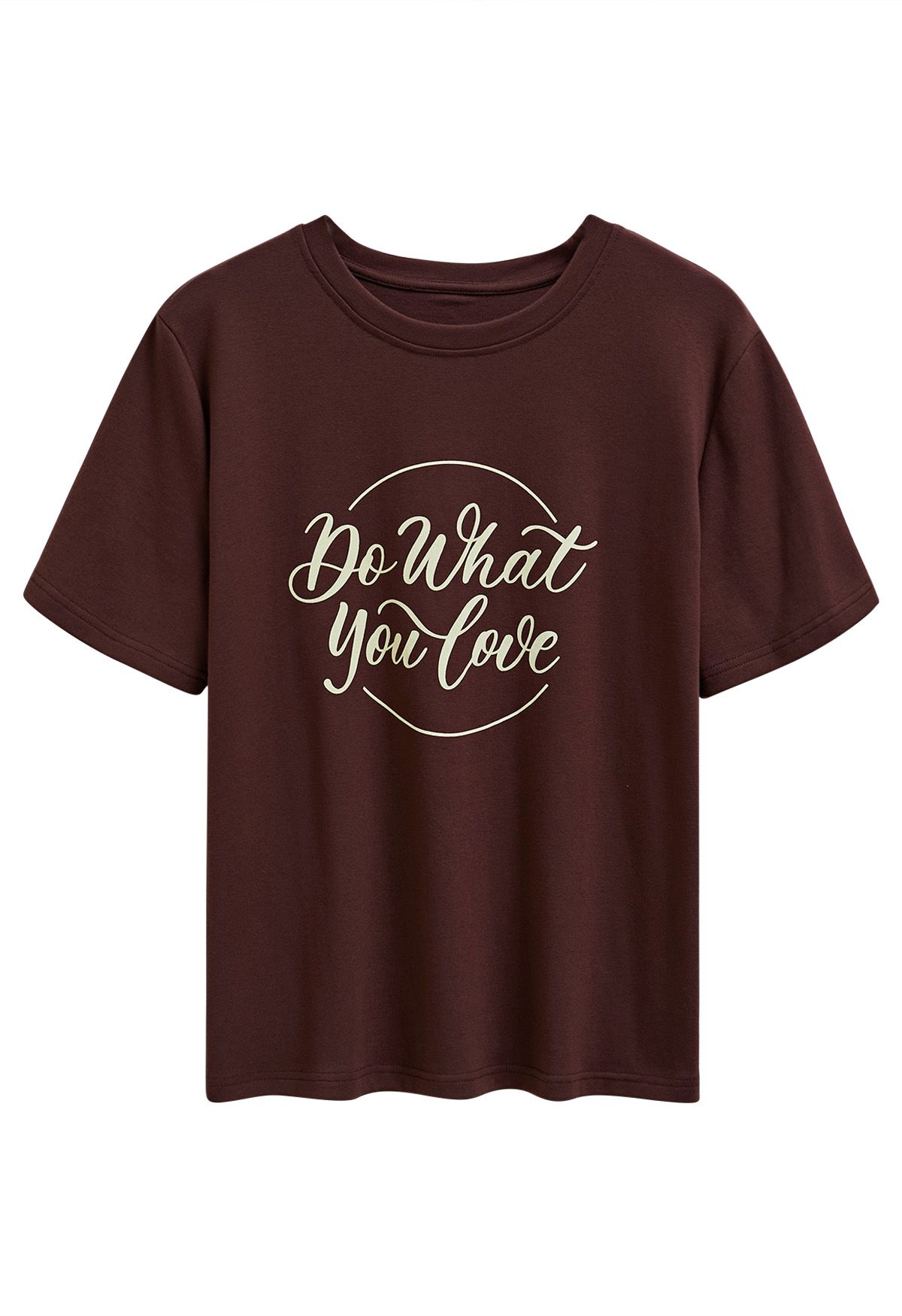 „Do What You Love“-T-Shirt mit Rundhalsausschnitt in Braun