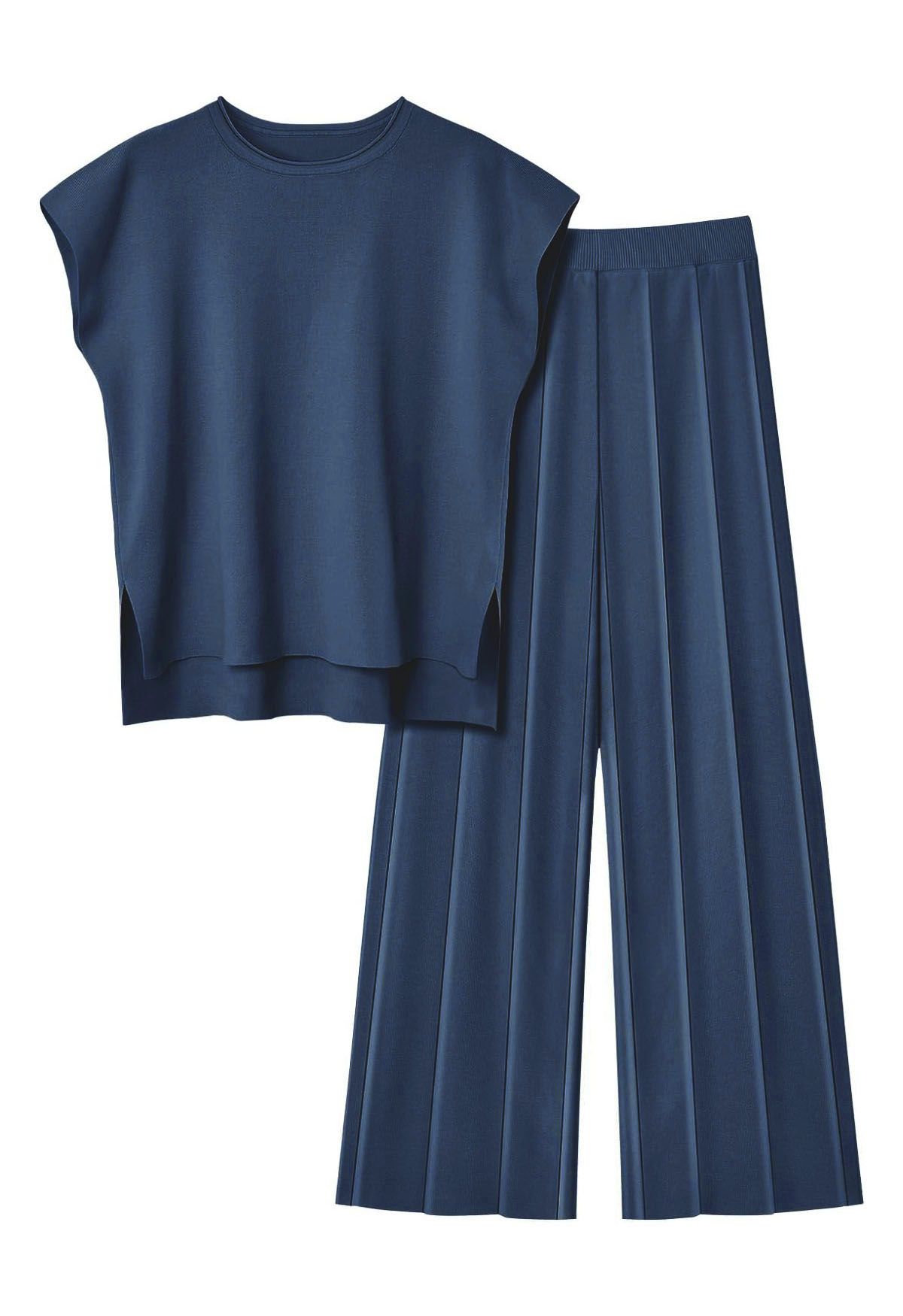 Set aus ärmellosem Oberteil und gerader Hose „Daily Comfort“ in Marineblau