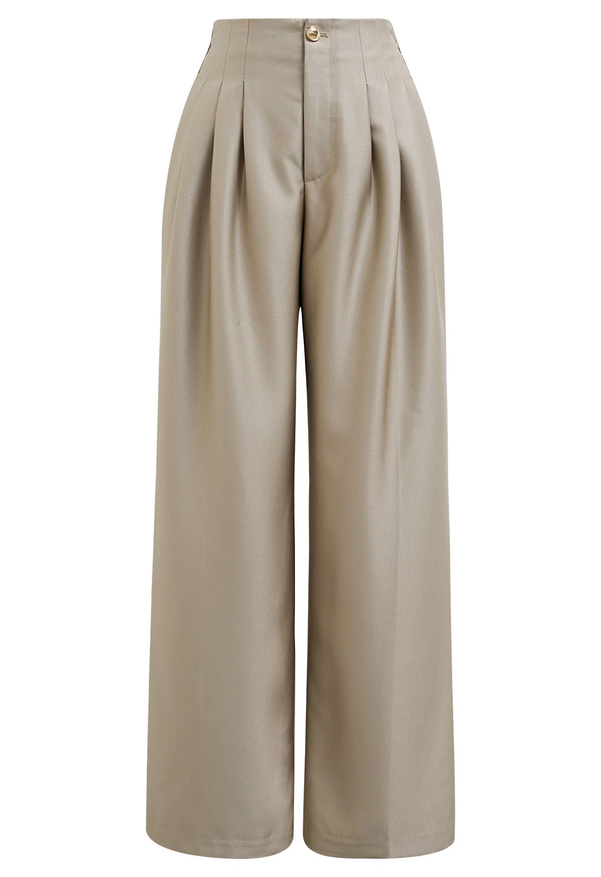 Gerade geschnittene Hose mit poliertem Faltendetail in Khaki