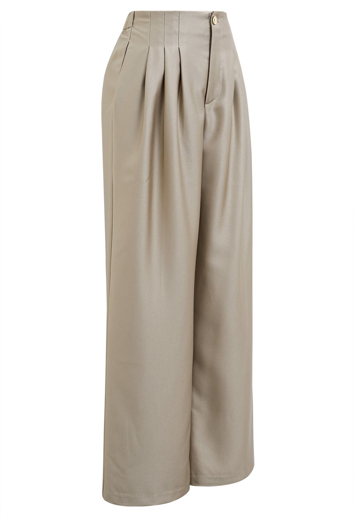 Gerade geschnittene Hose mit poliertem Faltendetail in Khaki