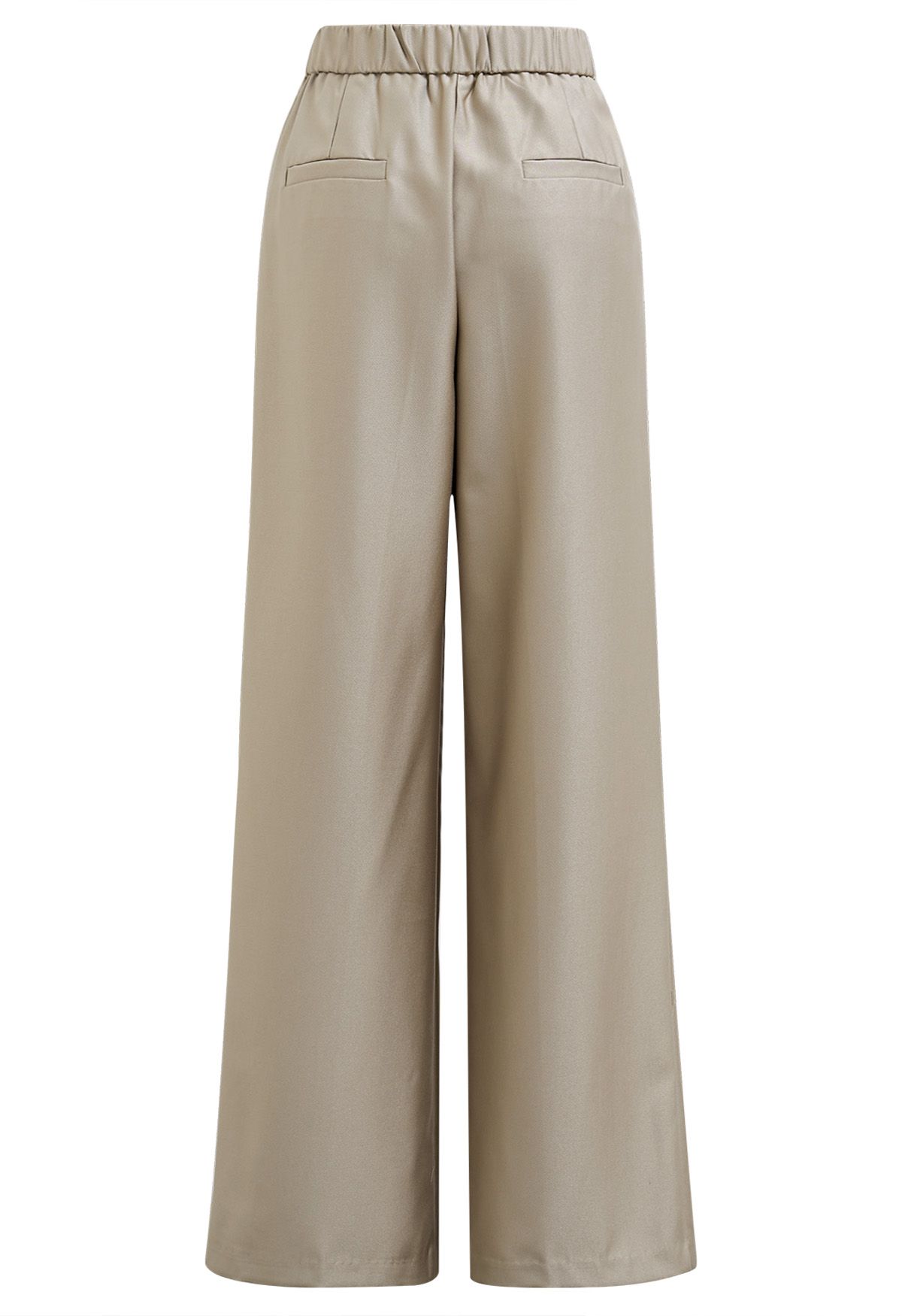 Gerade geschnittene Hose mit poliertem Faltendetail in Khaki