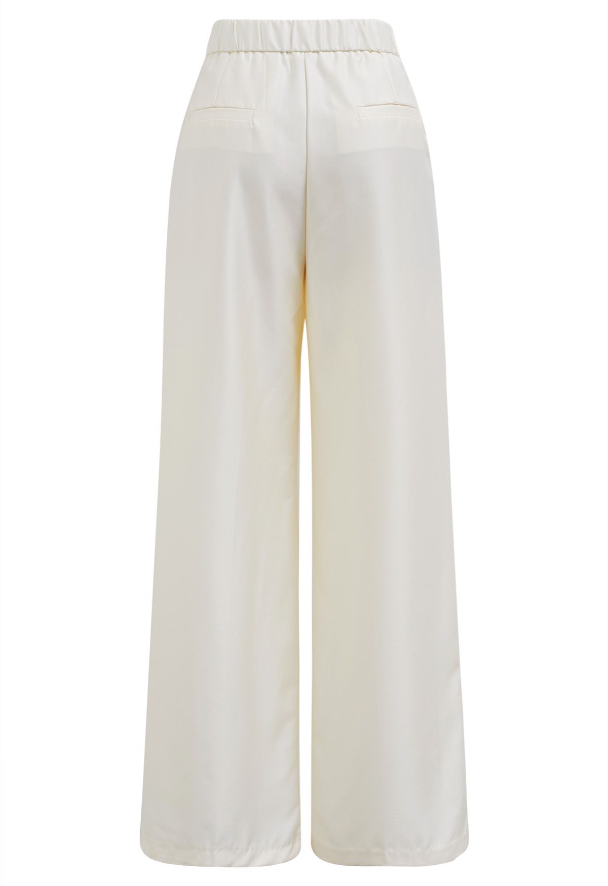 Gerade geschnittene Hose mit poliertem Faltendetail in Creme