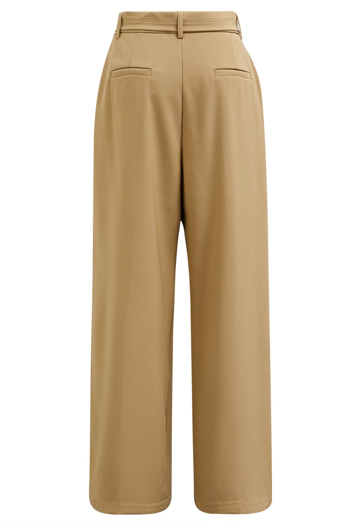 Bundfaltenhose mit Gürtel und Seitentaschen in Camel