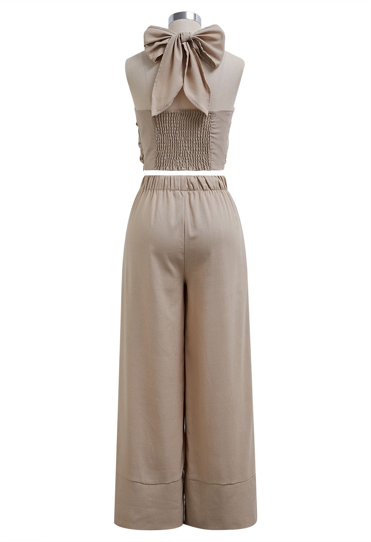 Bequeme Palazzo-Hose aus Leinenmischung in Khaki