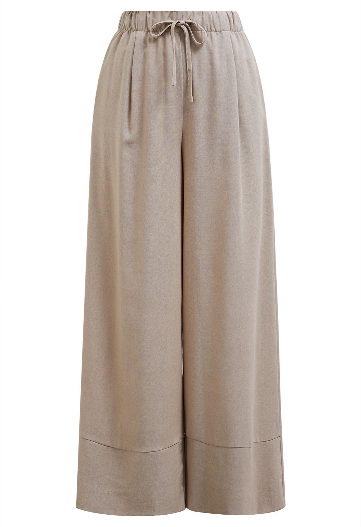 Bequeme Palazzo-Hose aus Leinenmischung in Khaki