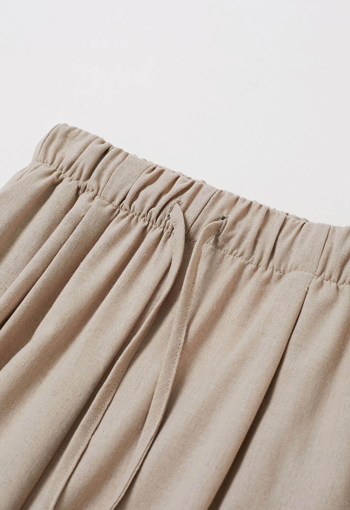 Bequeme Palazzo-Hose aus Leinenmischung in Khaki