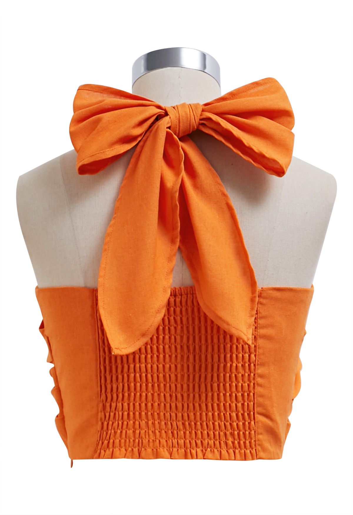 Criss-Cross Neckholder-Plissee-Crop-Top in Orange