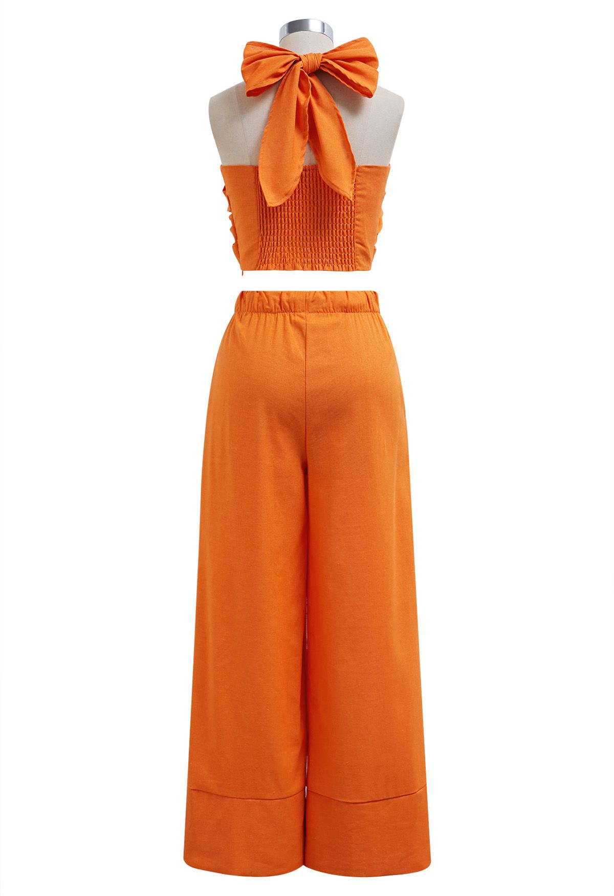 Criss-Cross Neckholder-Plissee-Crop-Top in Orange