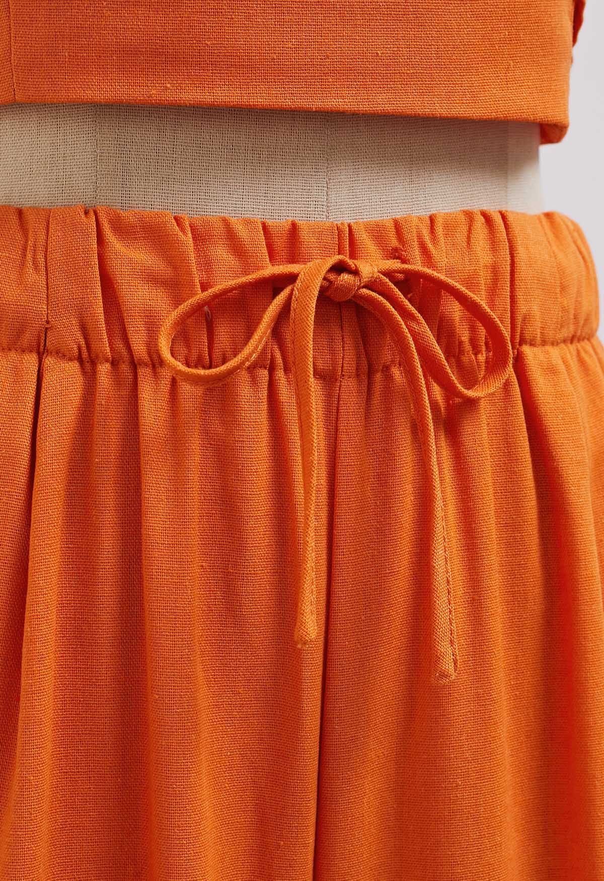 Bequeme Palazzo-Hose aus Leinenmischung in Orange