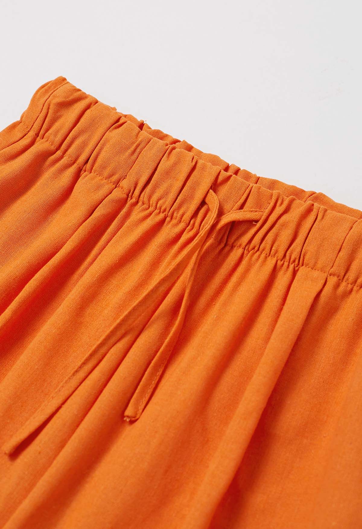 Bequeme Palazzo-Hose aus Leinenmischung in Orange