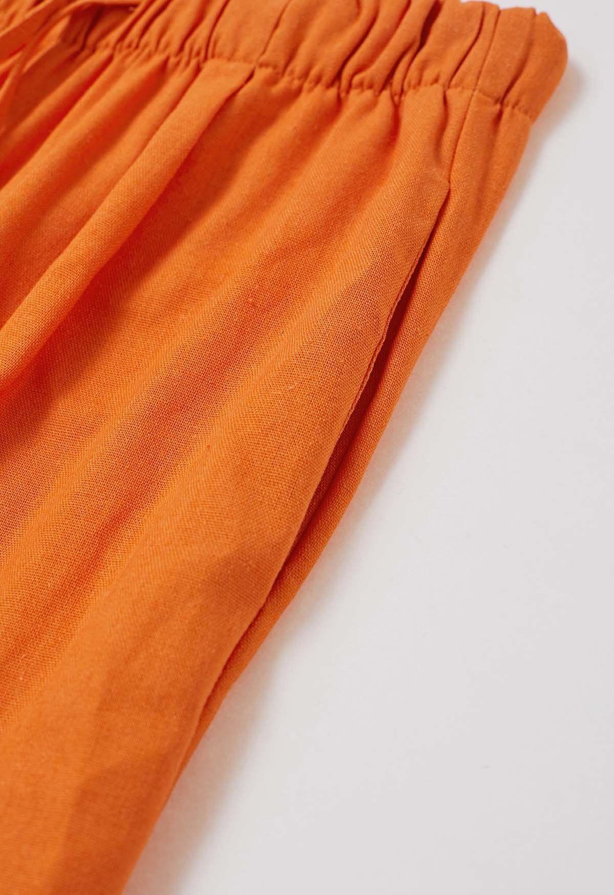 Bequeme Palazzo-Hose aus Leinenmischung in Orange