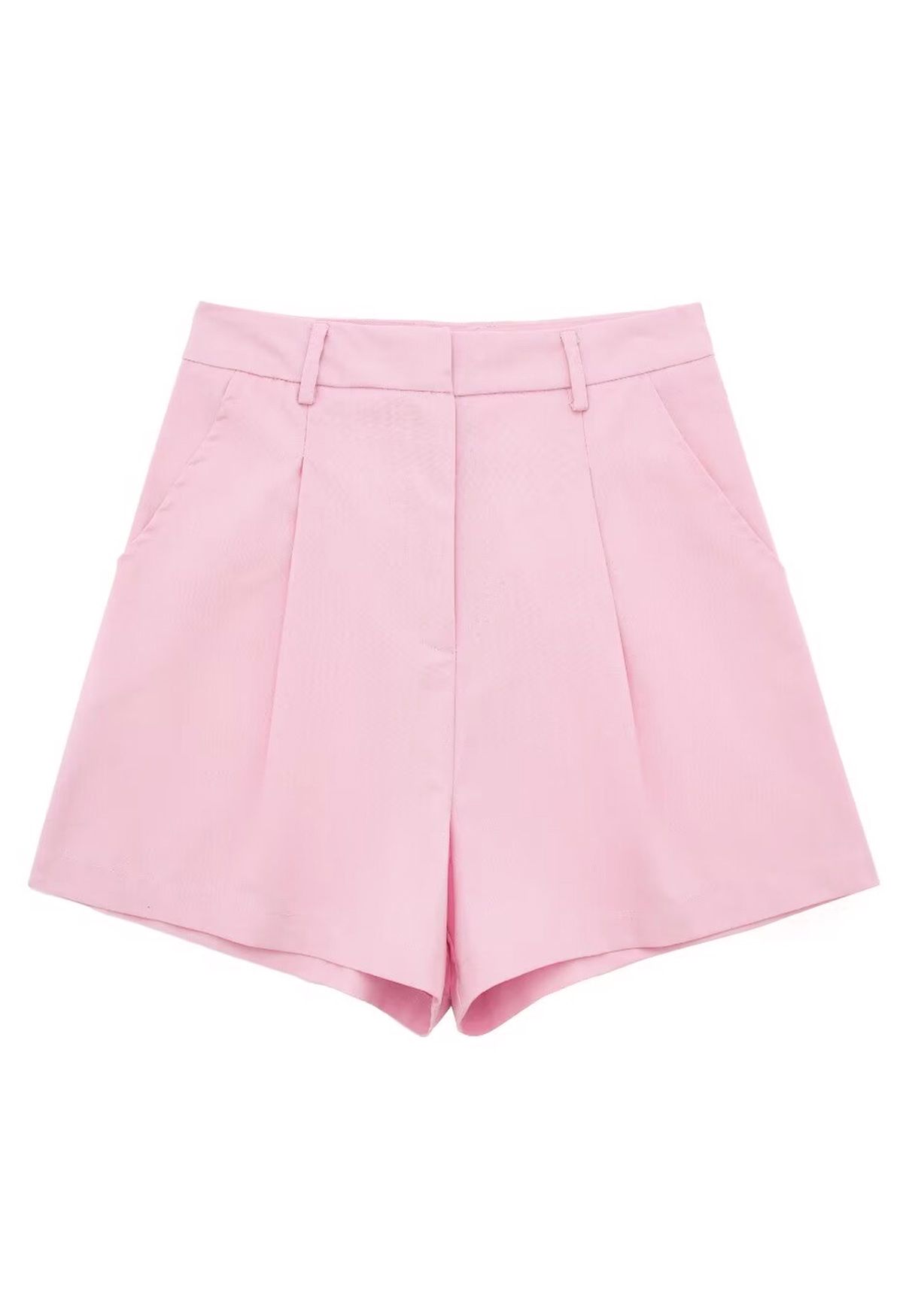 Shorts aus Leinenmischung mit Falten und Seitentaschen in Rosa