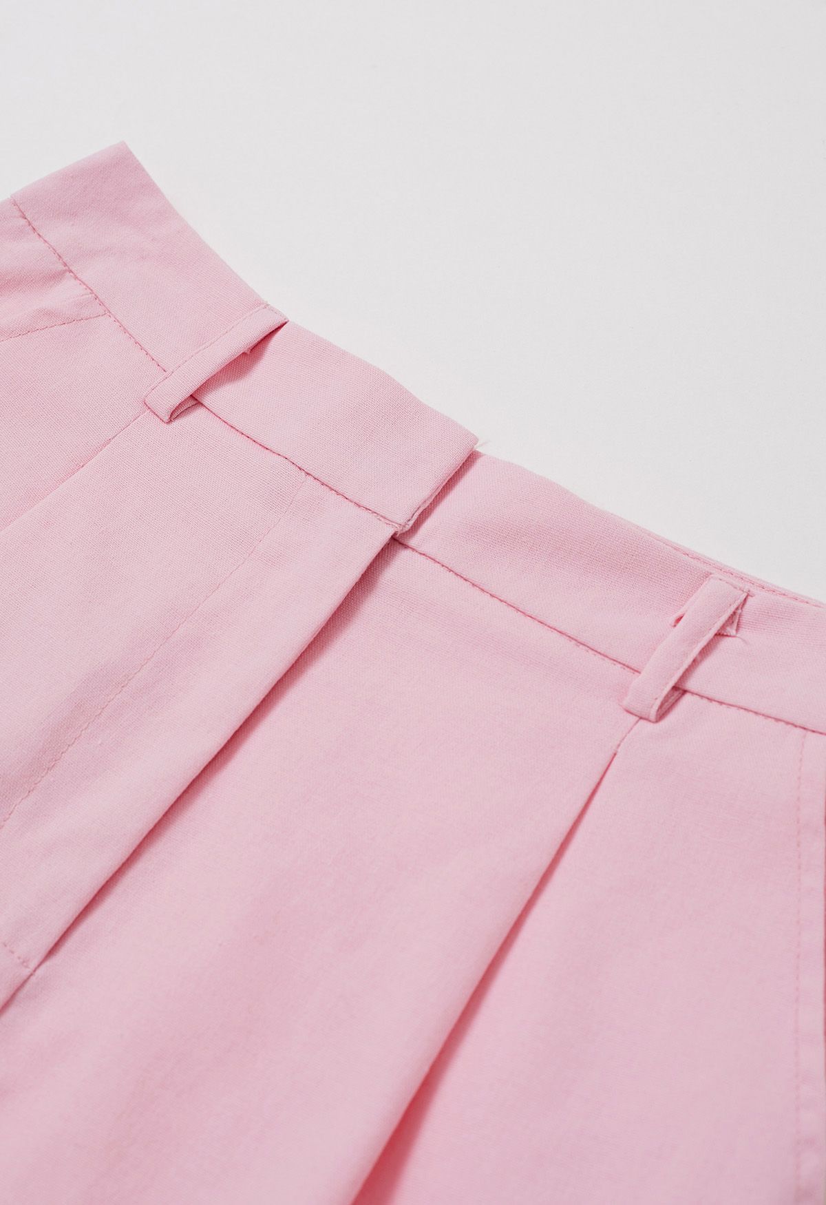 Shorts aus Leinenmischung mit Falten und Seitentaschen in Rosa