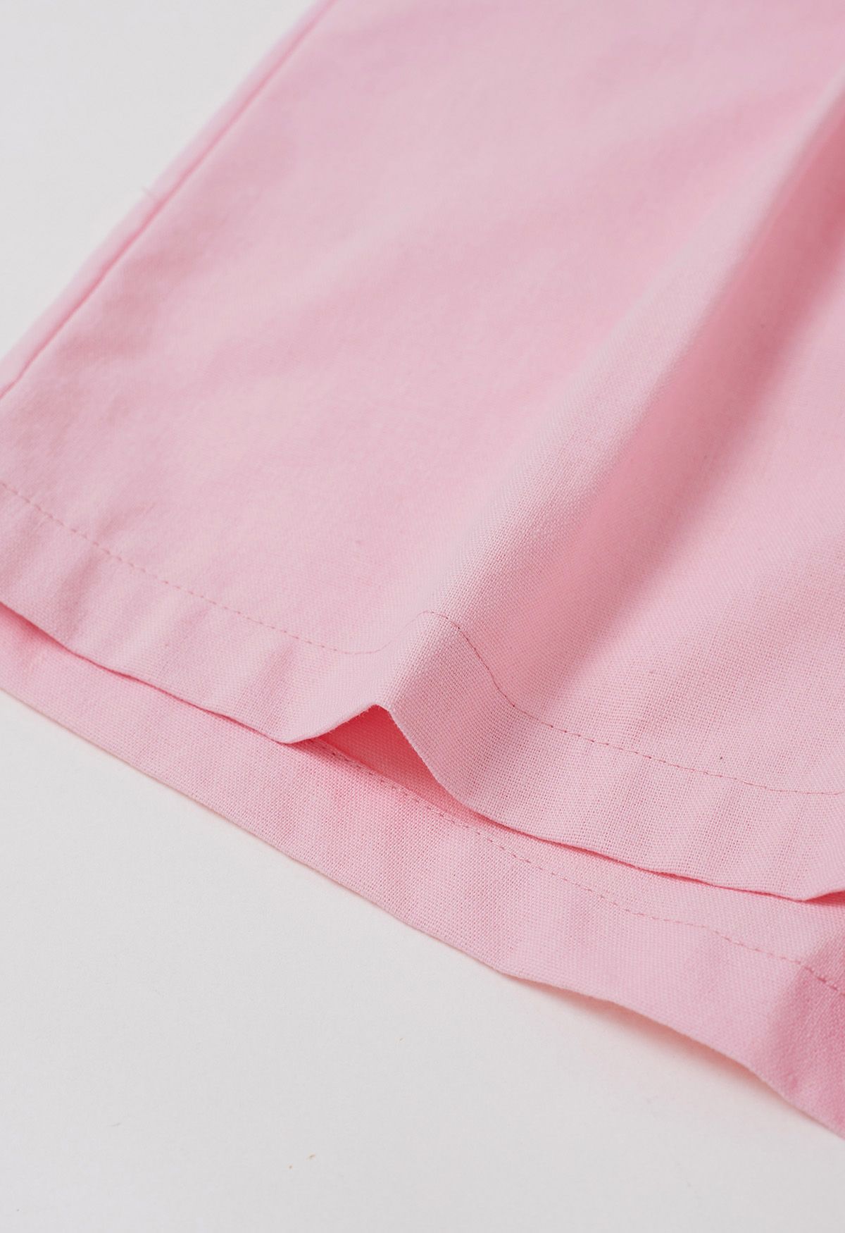 Shorts aus Leinenmischung mit Falten und Seitentaschen in Rosa