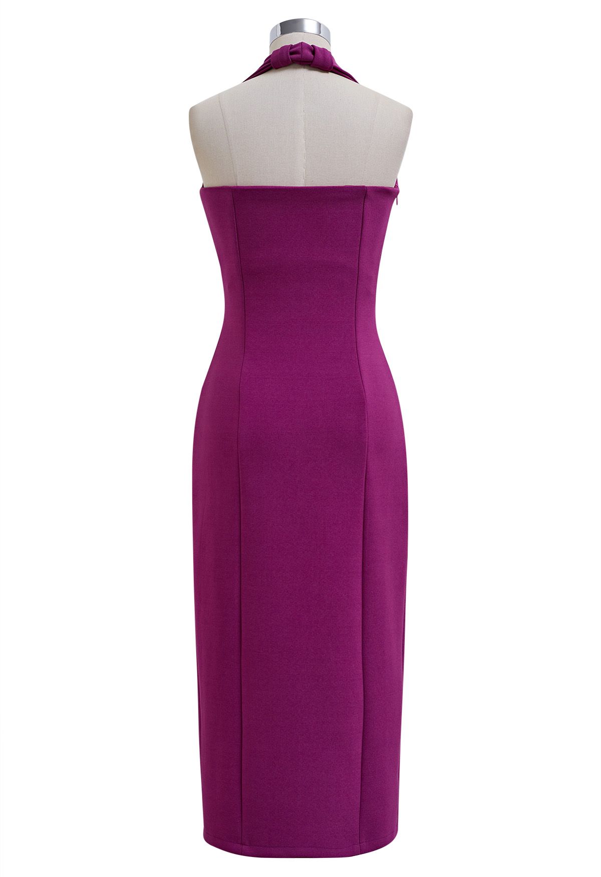 Modern Muse – Neckholder-Etuikleid mit Schlitz in Magenta