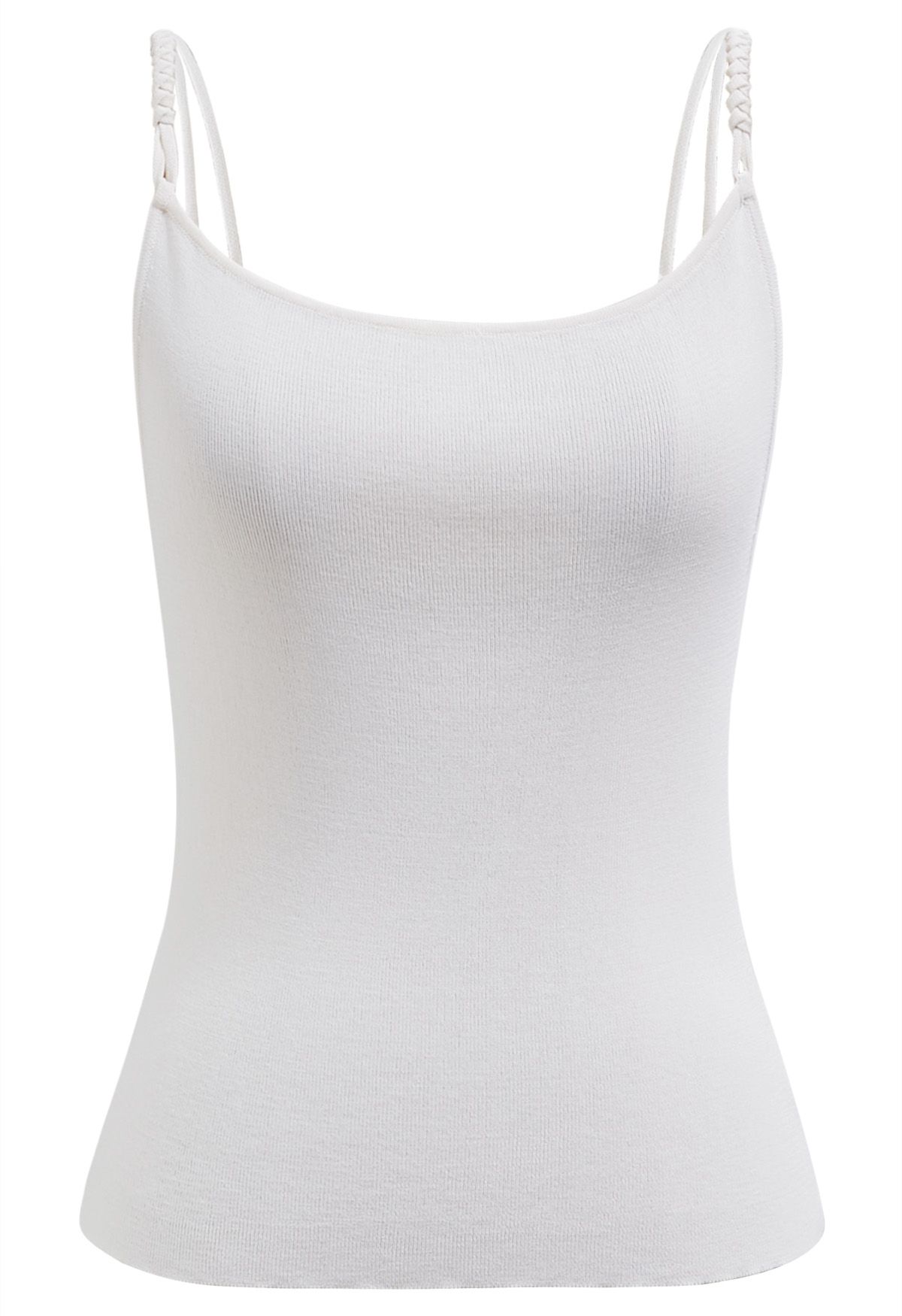 Camisole-Oberteil aus Strick mit geflochtenen Trägern in Elfenbein