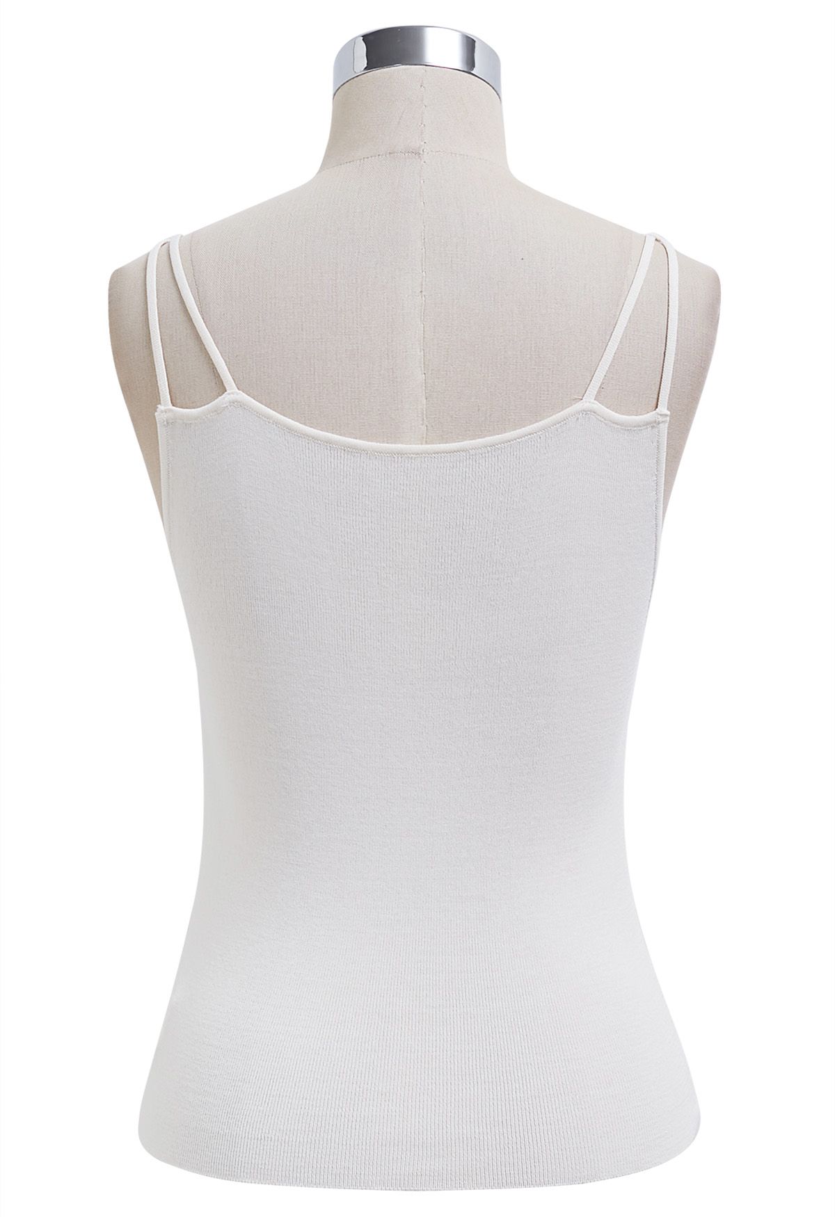 Camisole-Oberteil aus Strick mit geflochtenen Trägern in Elfenbein