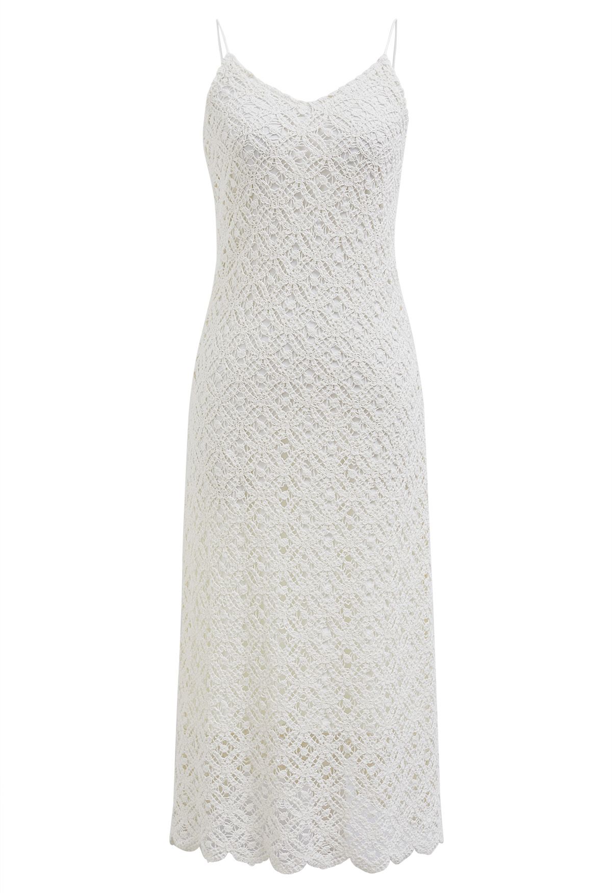 Camisole-Kleid aus Baumwolle mit Häkel-Cutwork und Rosenmuster