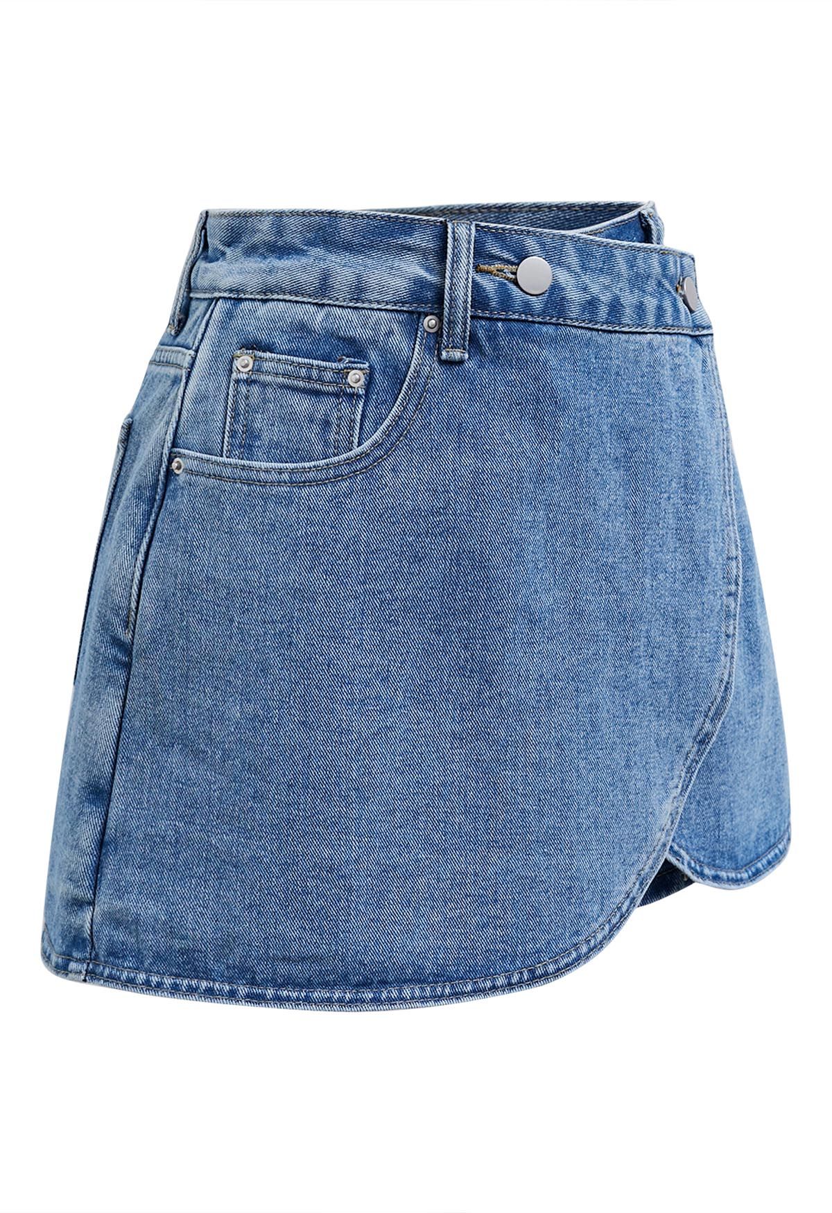 Moderner Denim-Skort mit Klapptaschen in Blau