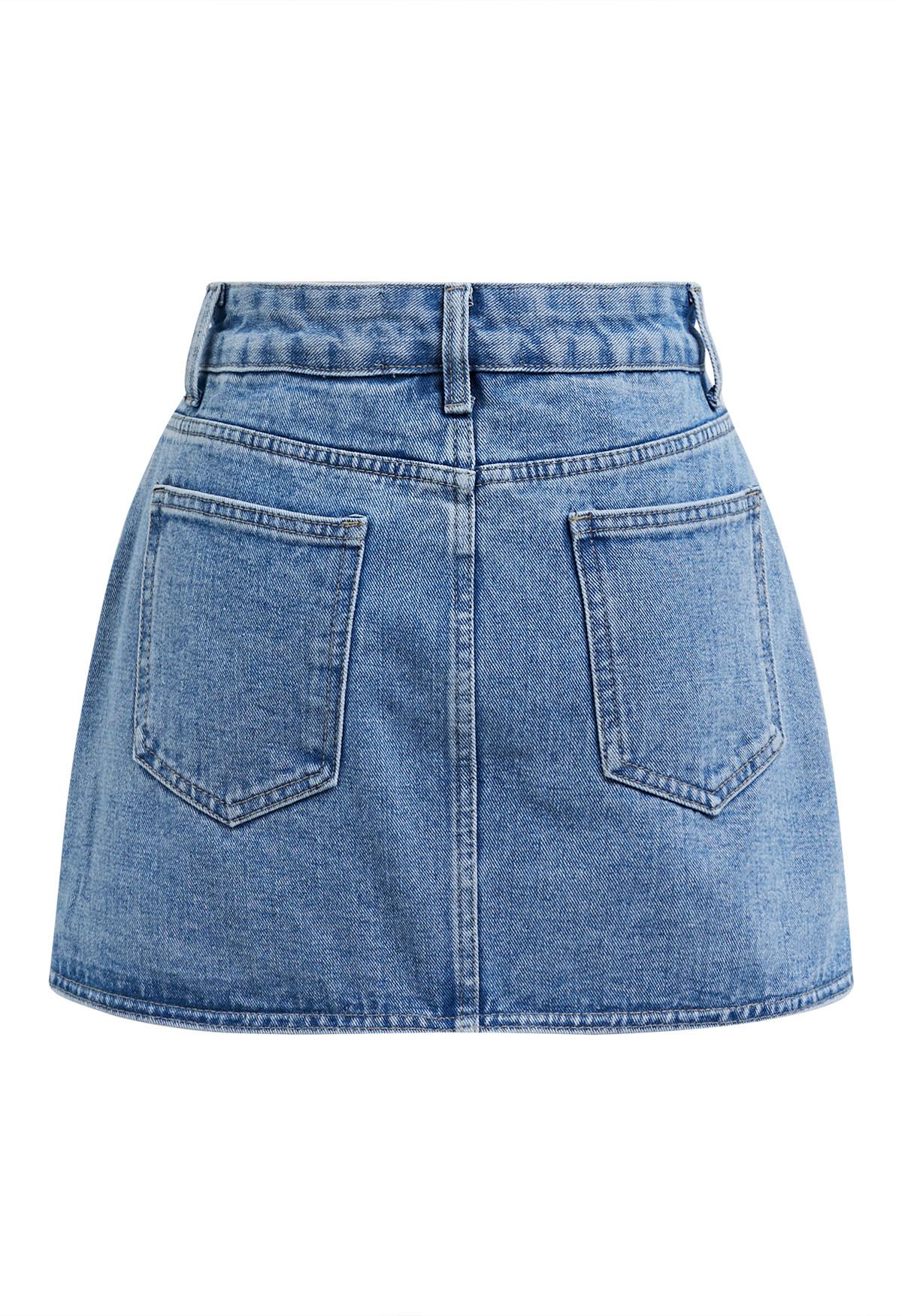 Moderner Denim-Skort mit Klapptaschen in Blau