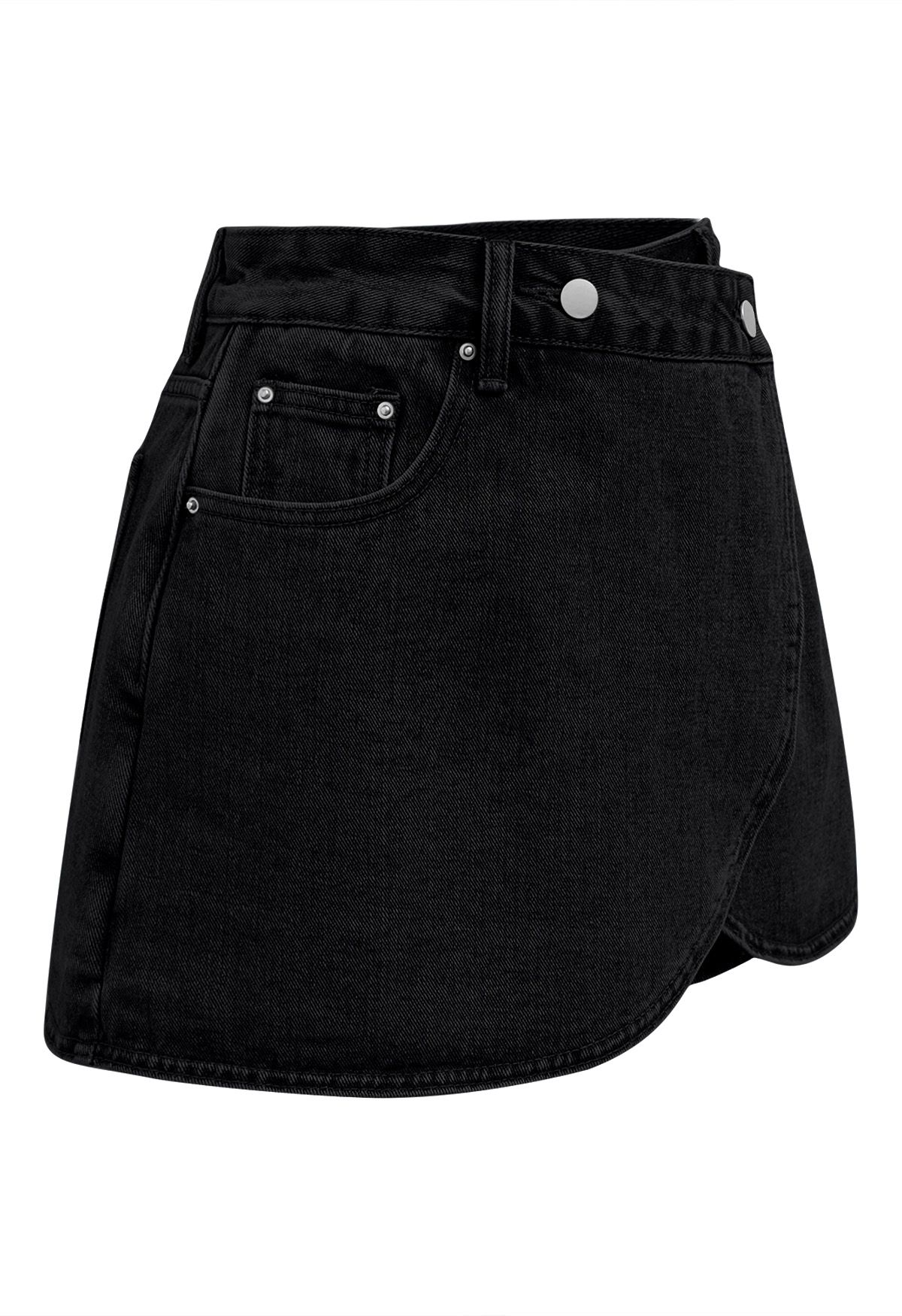 Moderne Denim-Skorts mit Pattentaschen in Schwarz