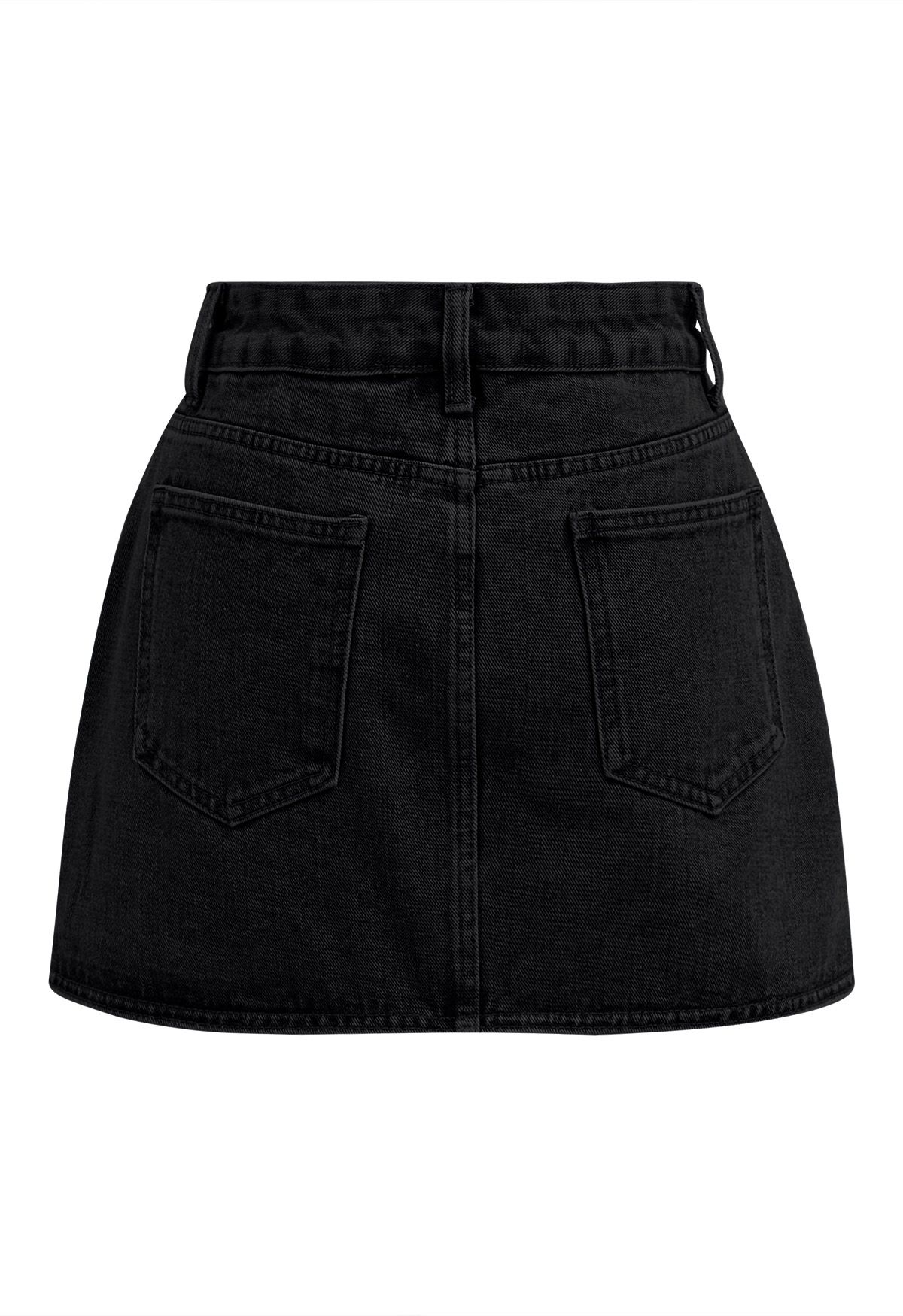 Moderne Denim-Skorts mit Pattentaschen in Schwarz