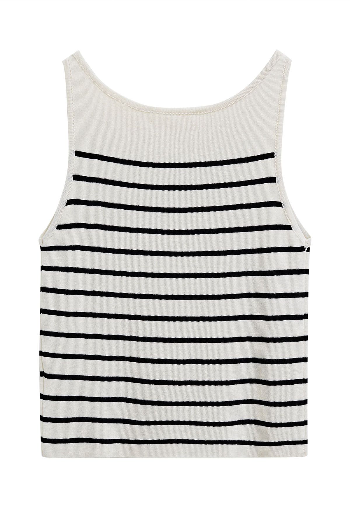 Schwarzes, gestreiftes Strick-Tanktop