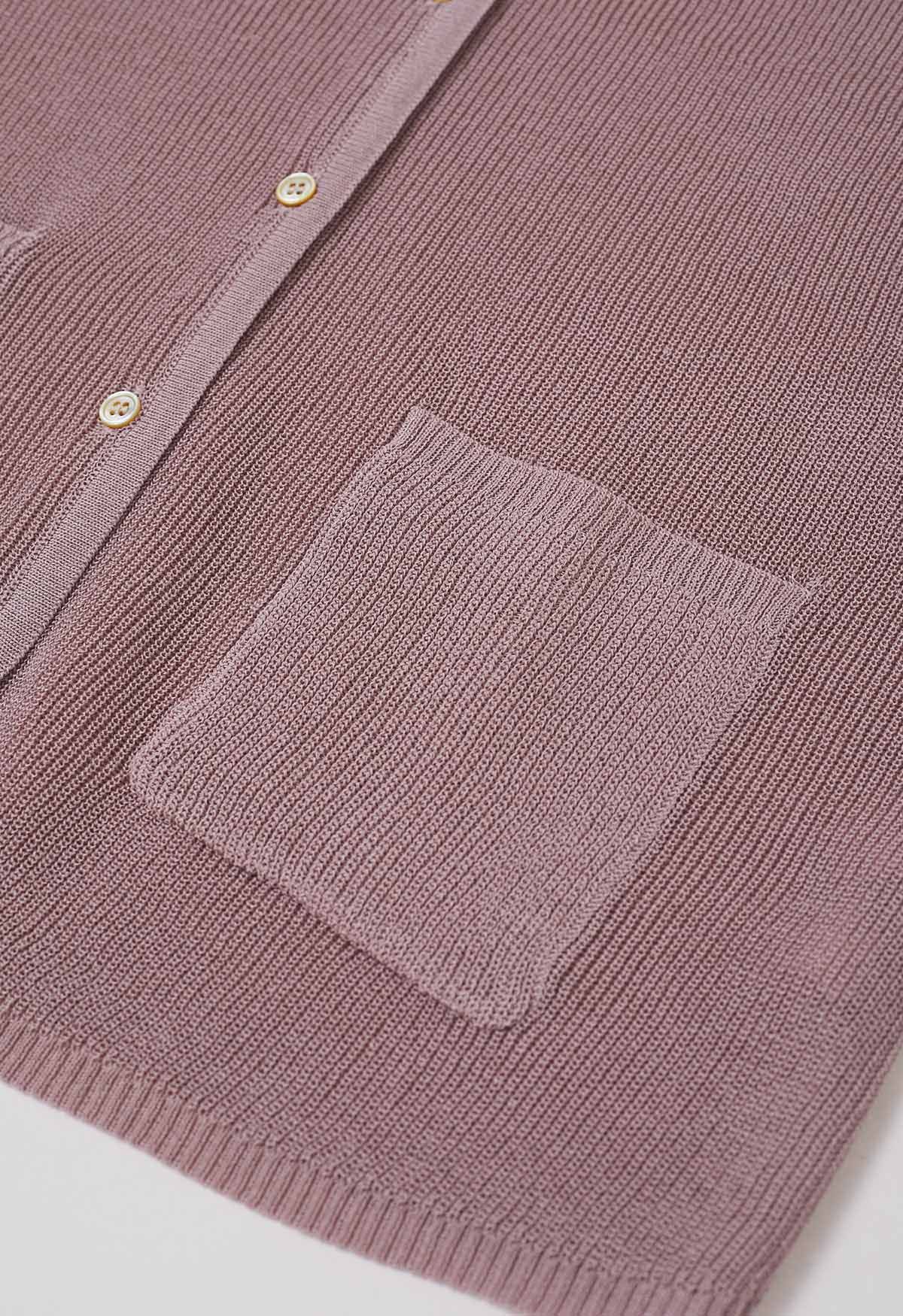 Weste mit aufgesetzten Taschen und Knopfleiste in Mauve