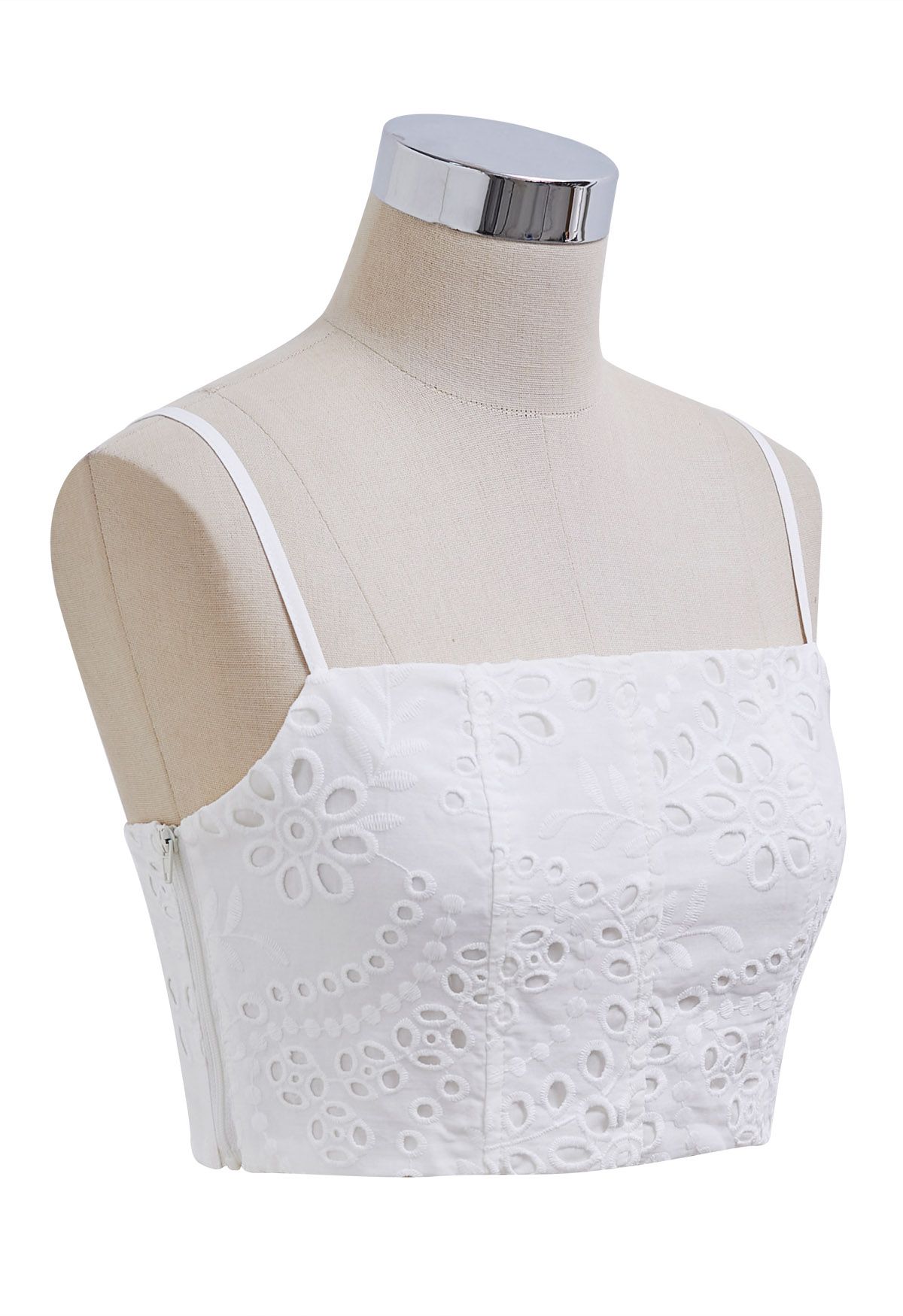 Kurzes Camisole-Top mit Blumenstickerei