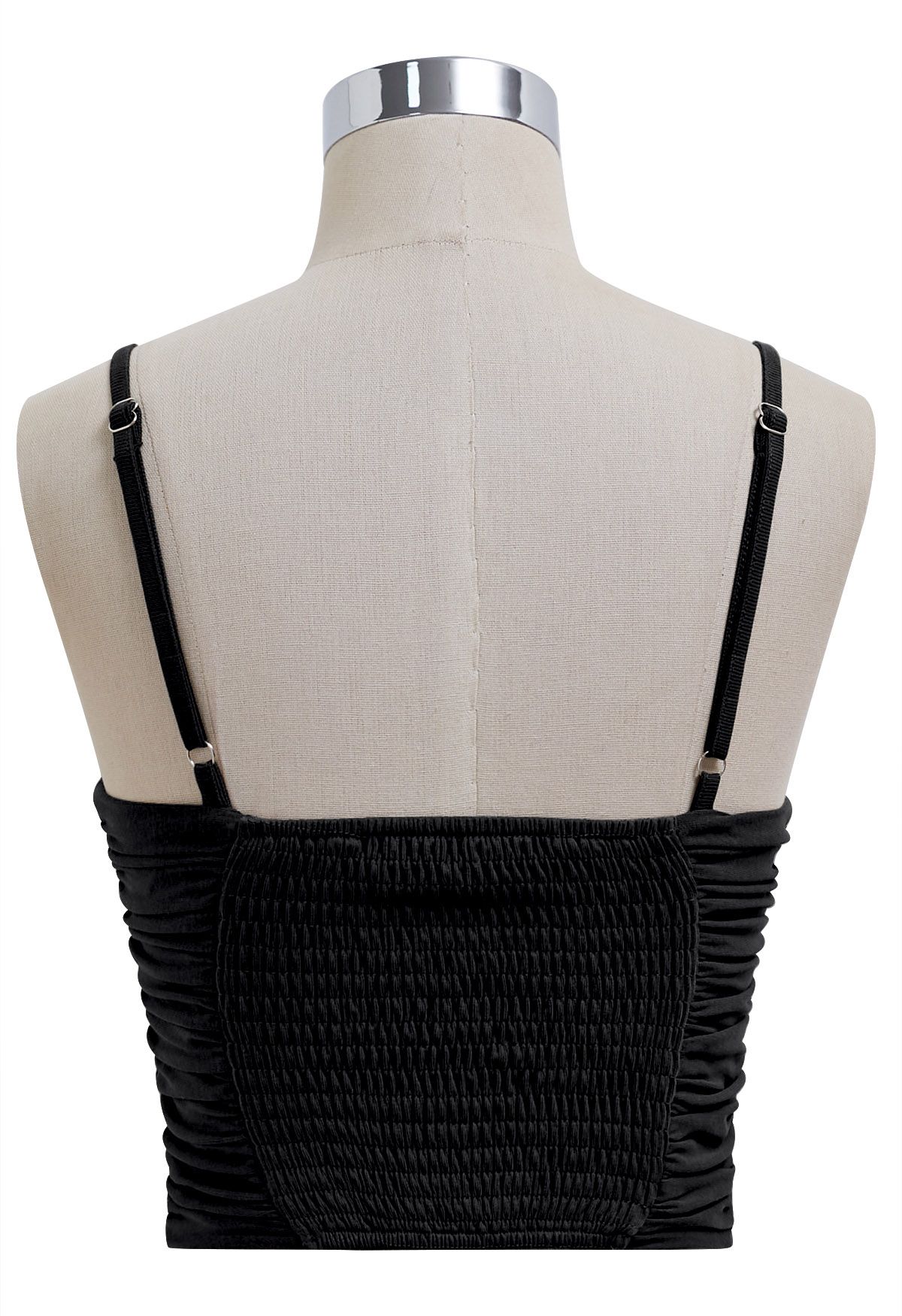 Kurzes Camisole-Top mit Knoten und V-Ausschnitt in Schwarz