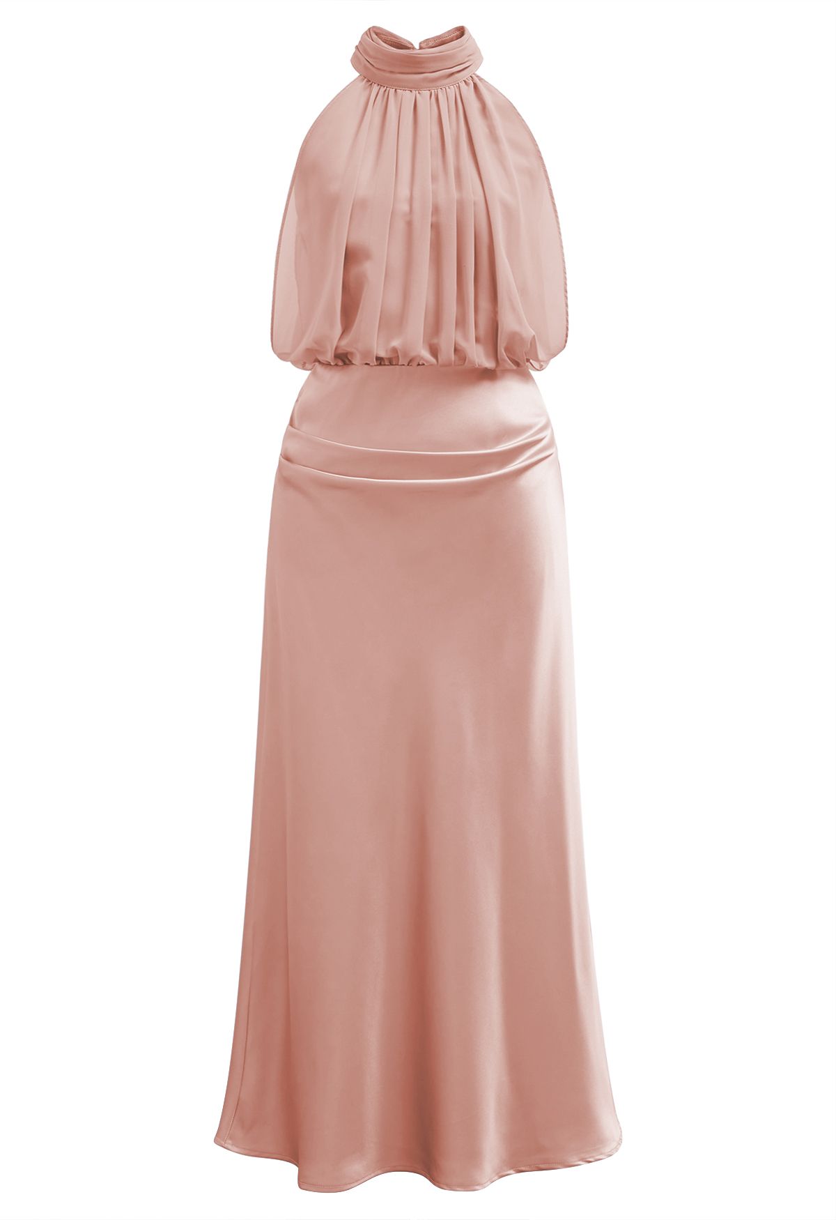 Anmutiges Neckholder-Kleid aus Chiffon und Satin in Rosa