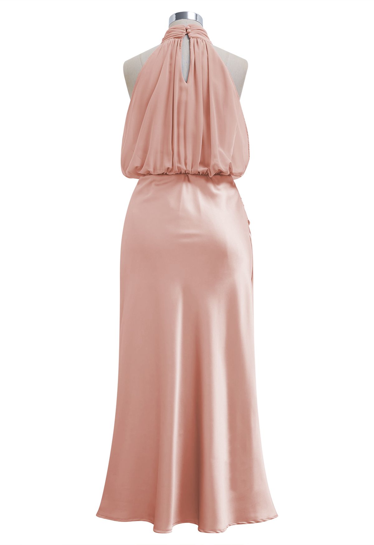 Anmutiges Neckholder-Kleid aus Chiffon und Satin in Rosa