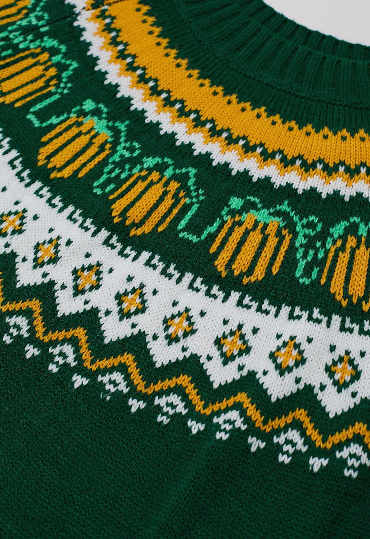 Pumpkin Delight – Langärmliger Strickpullover in Grün