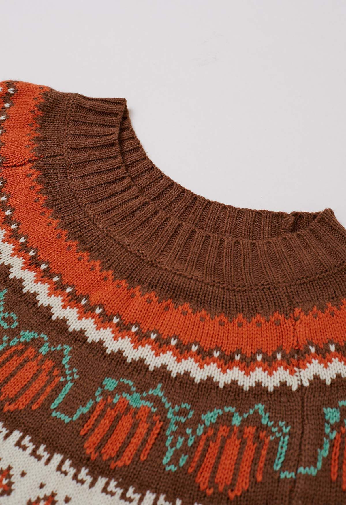 Pumpkin Delight – Langärmliger Strickpullover in Braun