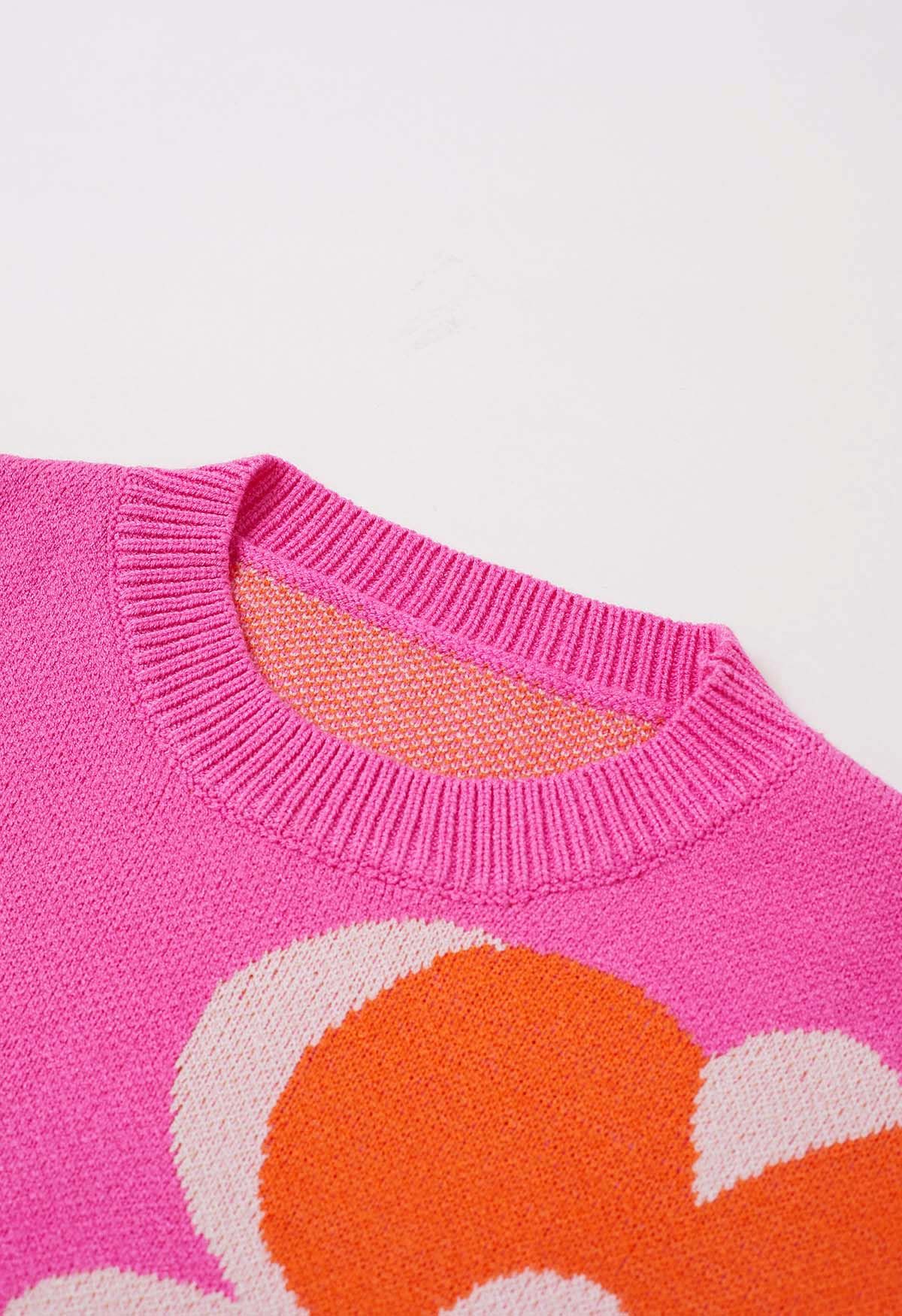 Flowering Day – Jacquard-Strickpullover in Pink