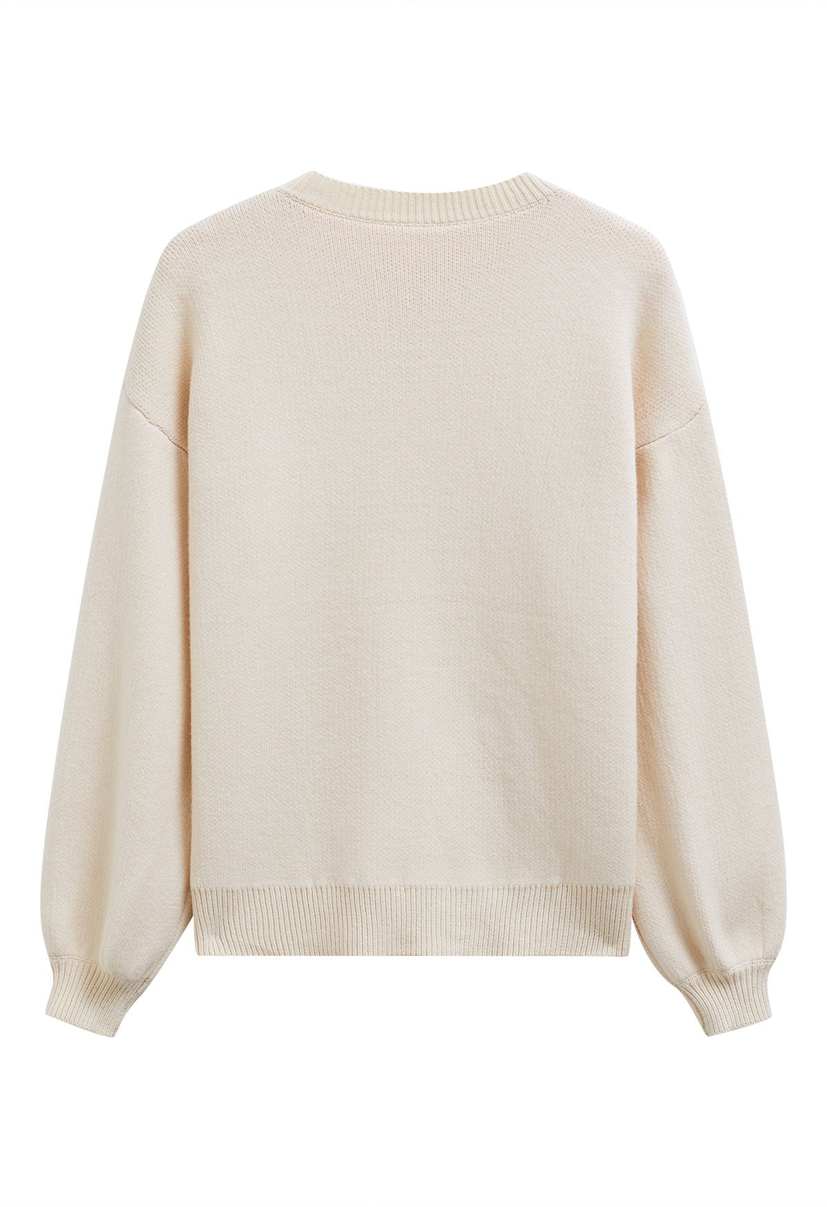 Jacquard-Strickpullover mit Schleifenmuster in Creme