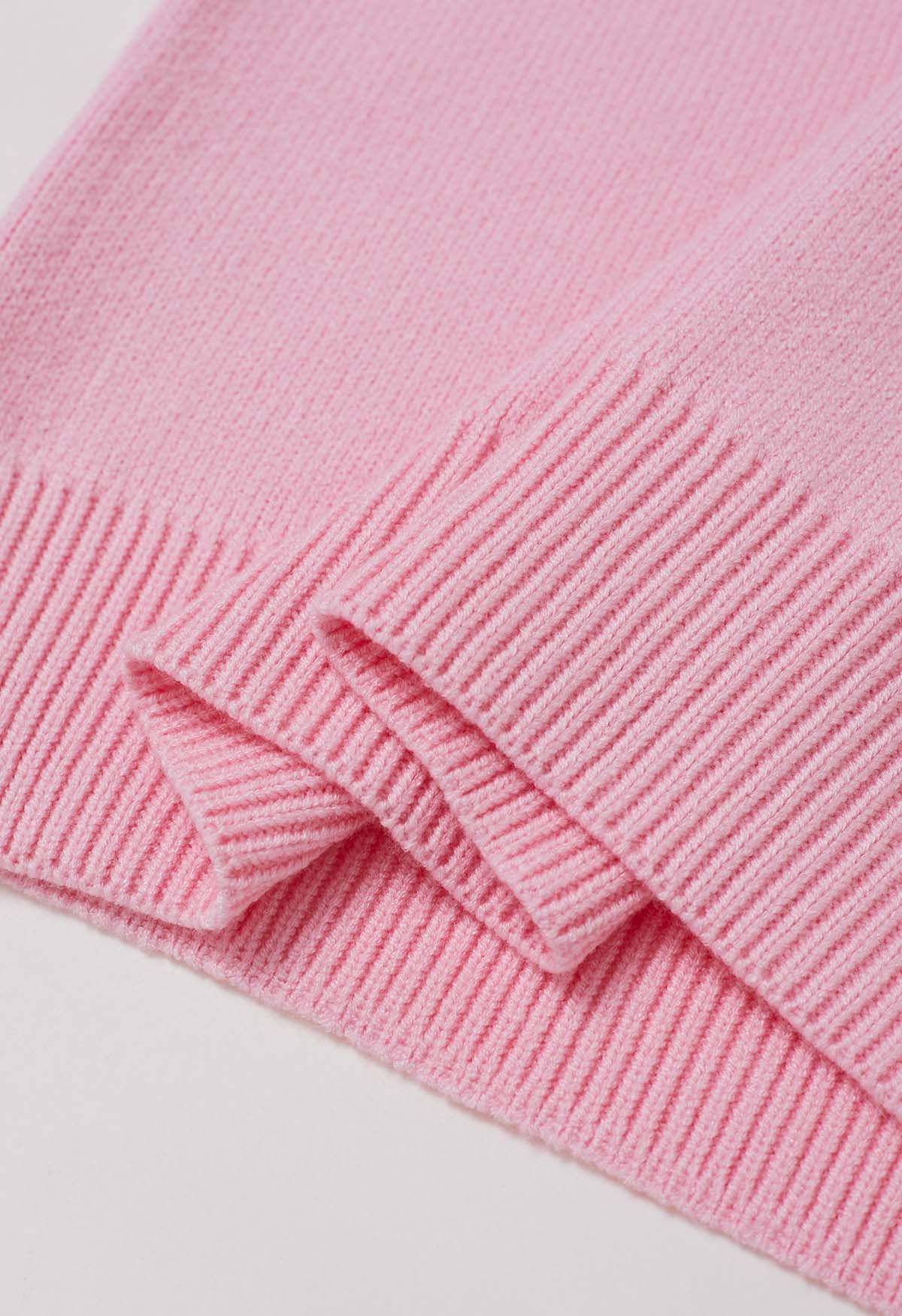 Jacquard-Strickpullover mit Schleifenmuster in Rosa