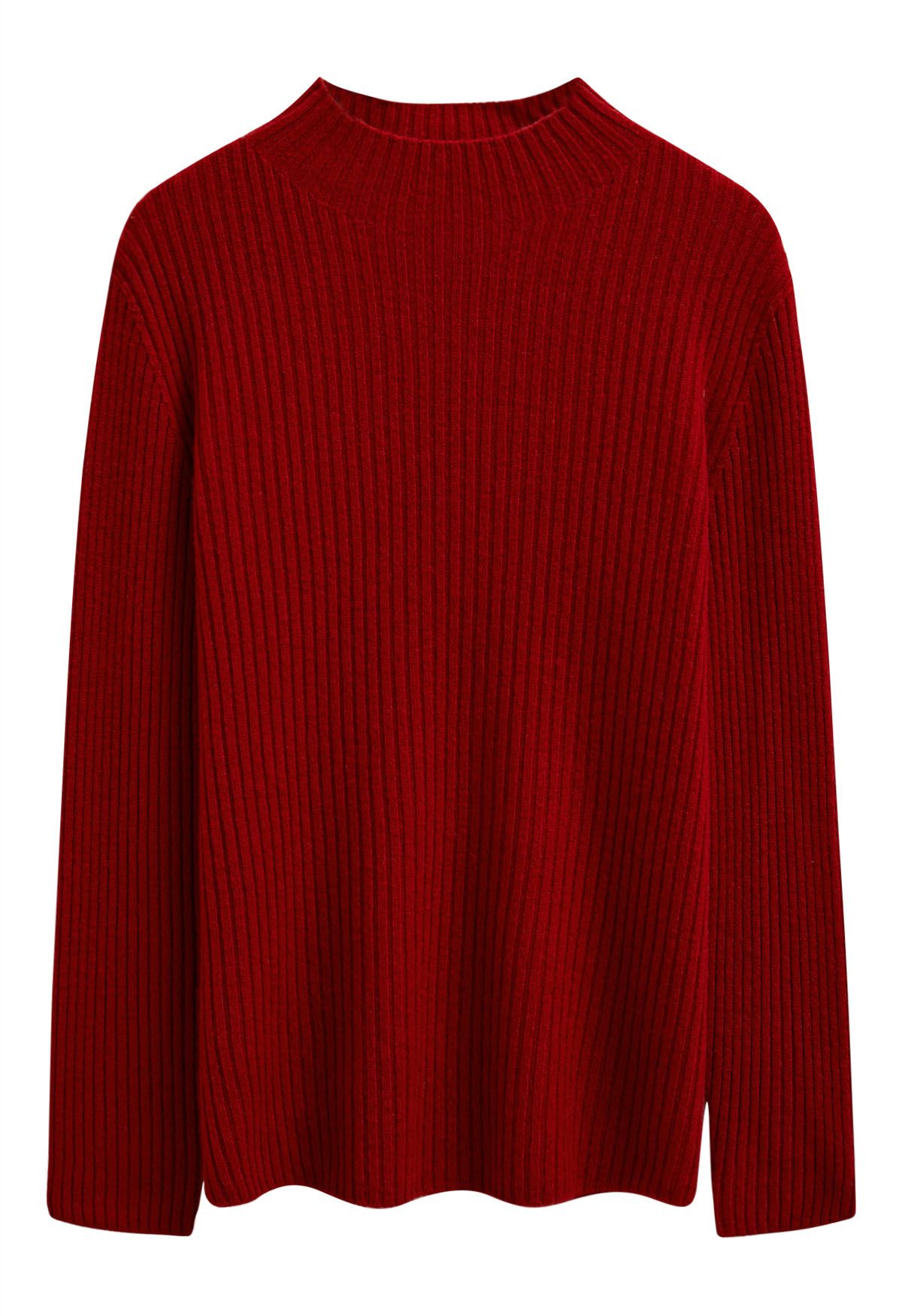 Elemental – Langärmliger Wollpullover mit Rollkragen in Rot