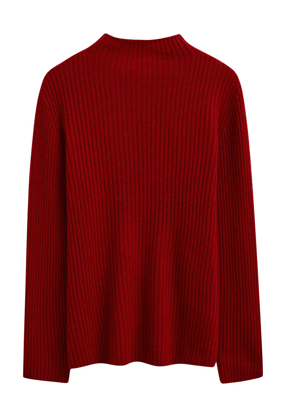 Elemental – Langärmliger Wollpullover mit Rollkragen in Rot